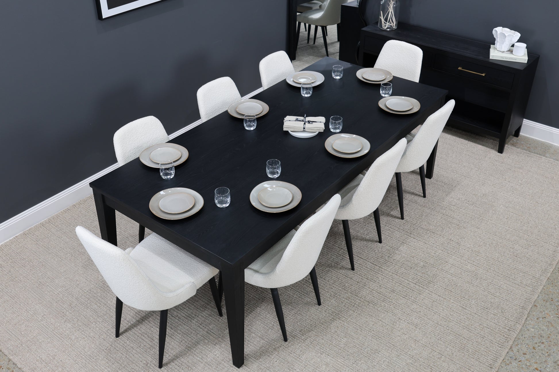 Mid Century Dining Chair - Boucle White