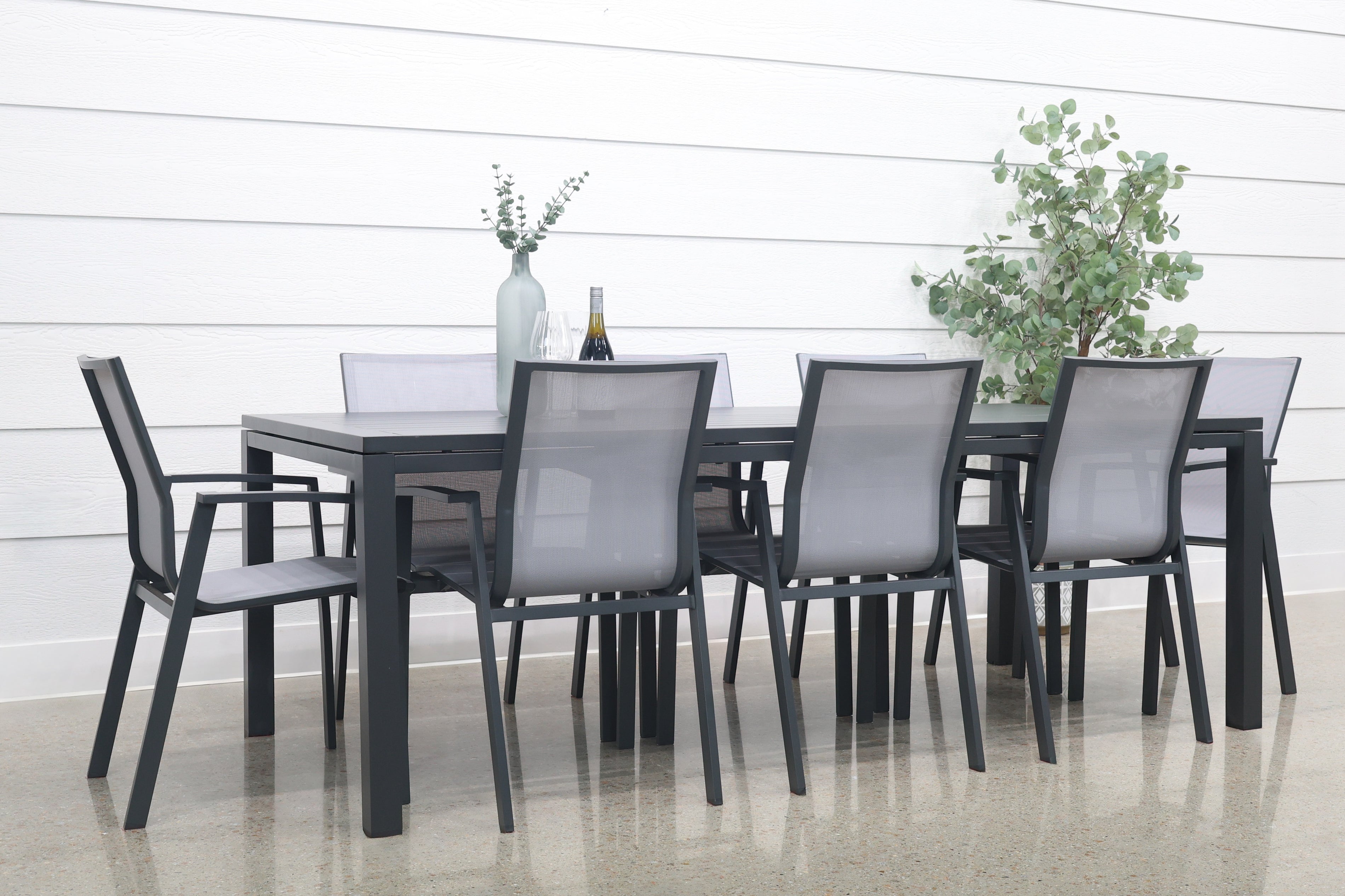River Aluminium Slat Dining Table - Charcoal