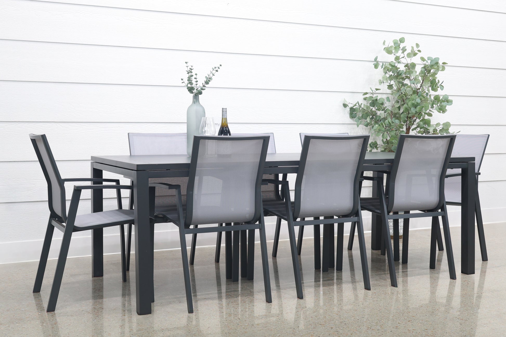 River Aluminium Slat Dining Table - Charcoal