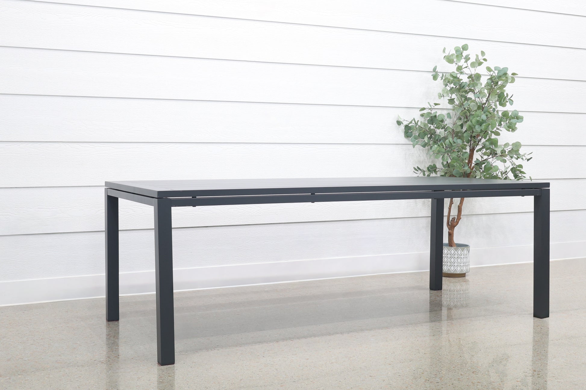 River Aluminium Slat Dining Table - Charcoal