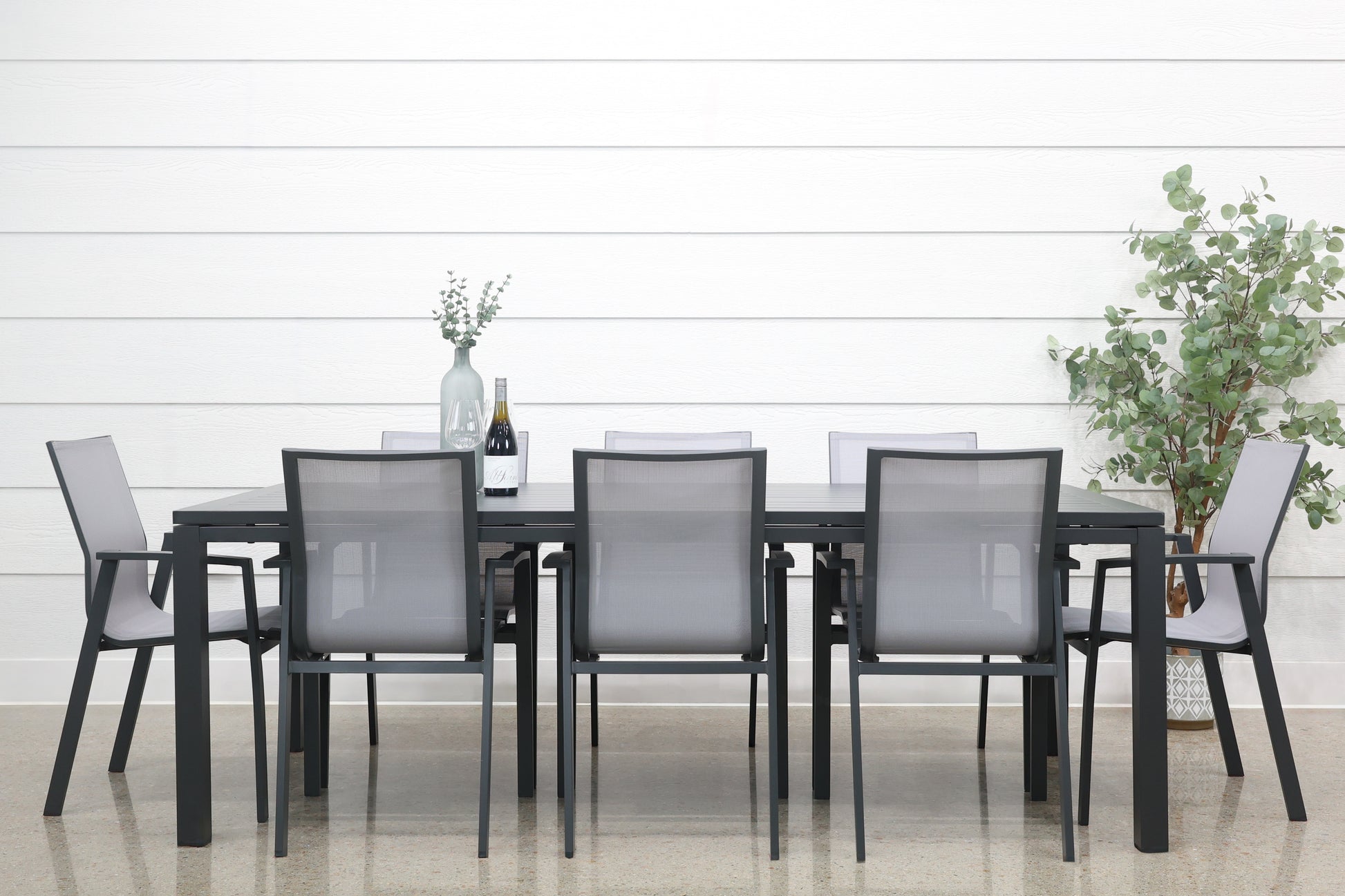 River Aluminium Slat Dining Table - Charcoal