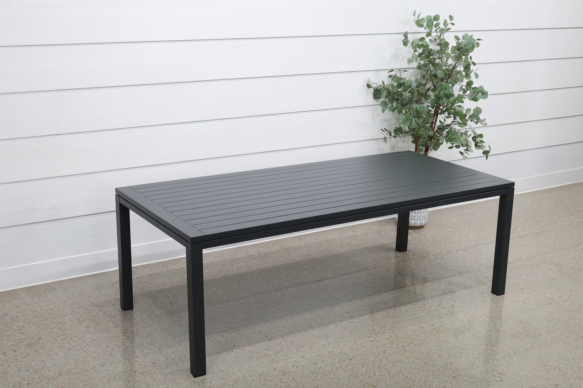River Aluminium Slat Dining Table - Charcoal