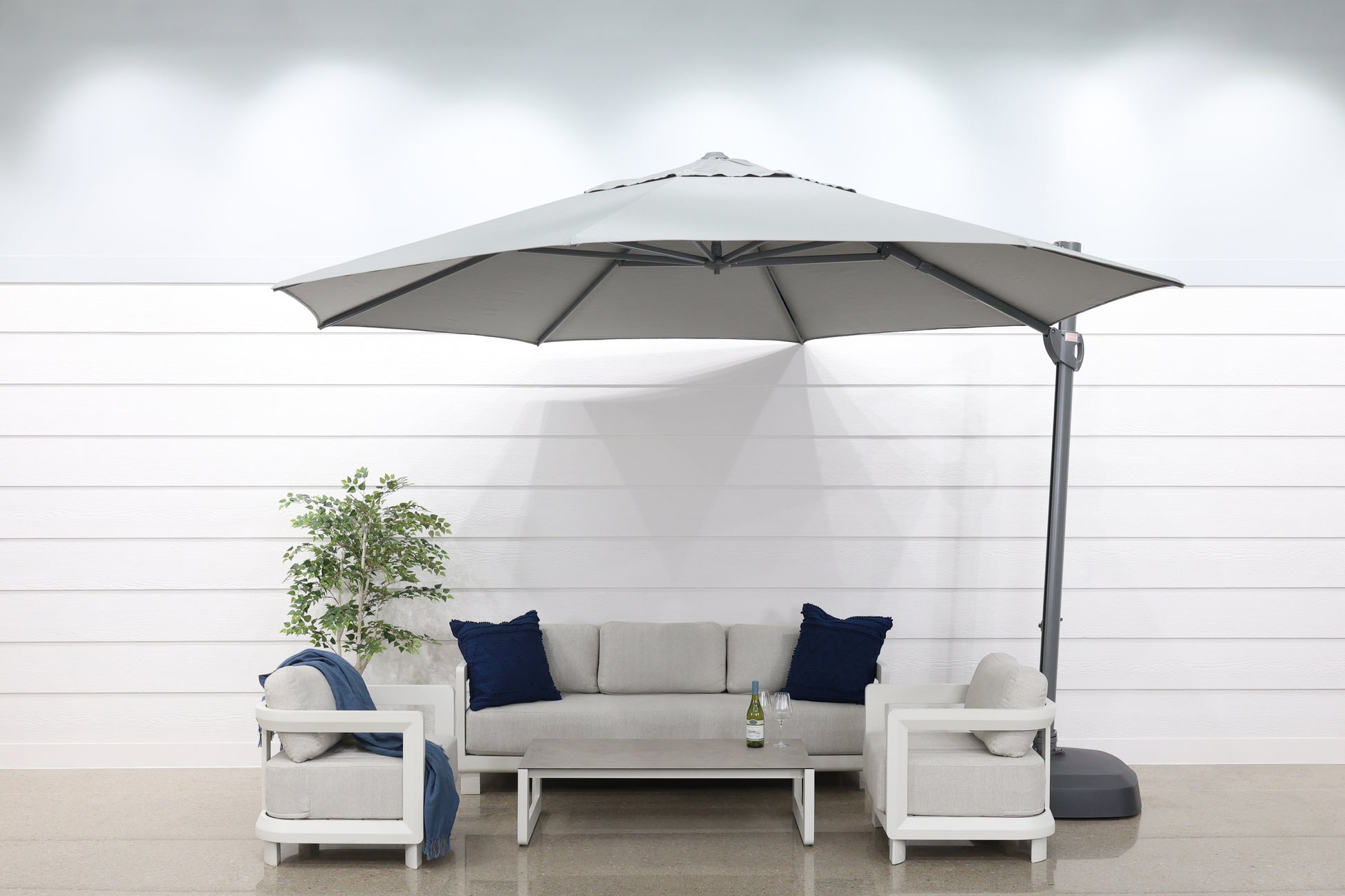 Savannah 380cm Octagonal Cantilever Umbrella - Charcoal w/ Wheeled Resin Base
