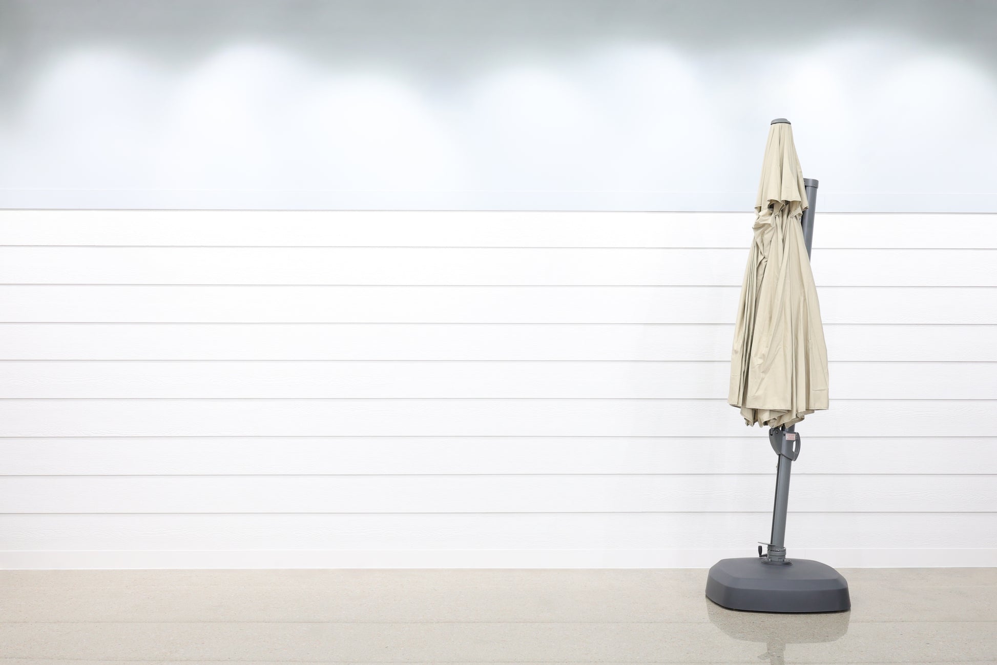 Savannah 380cm Octagonal Cantilever Umbrella - Natural w/ Wheeled Resin Base