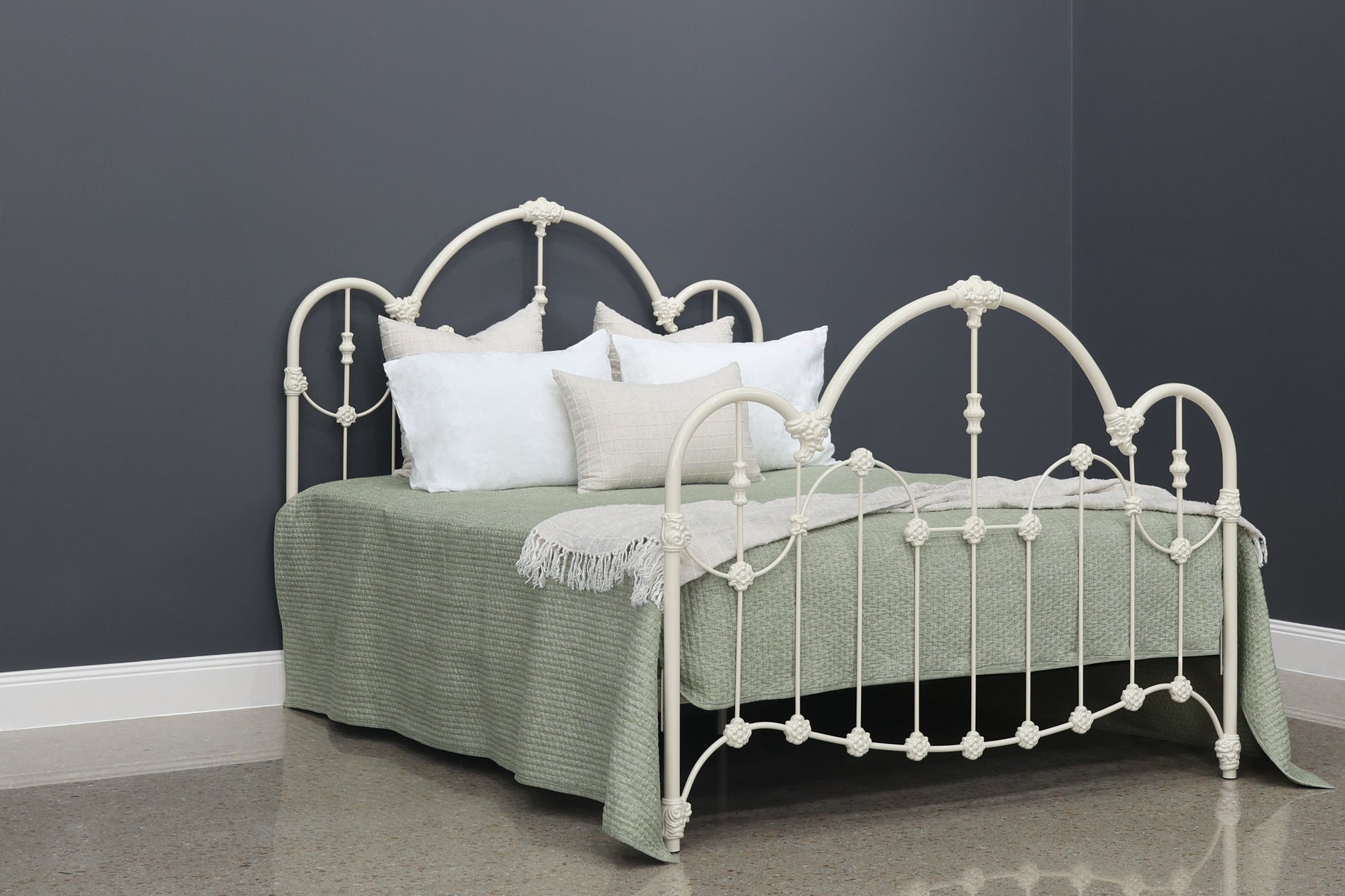 Normandy Wrought Iron Bed - Antique White