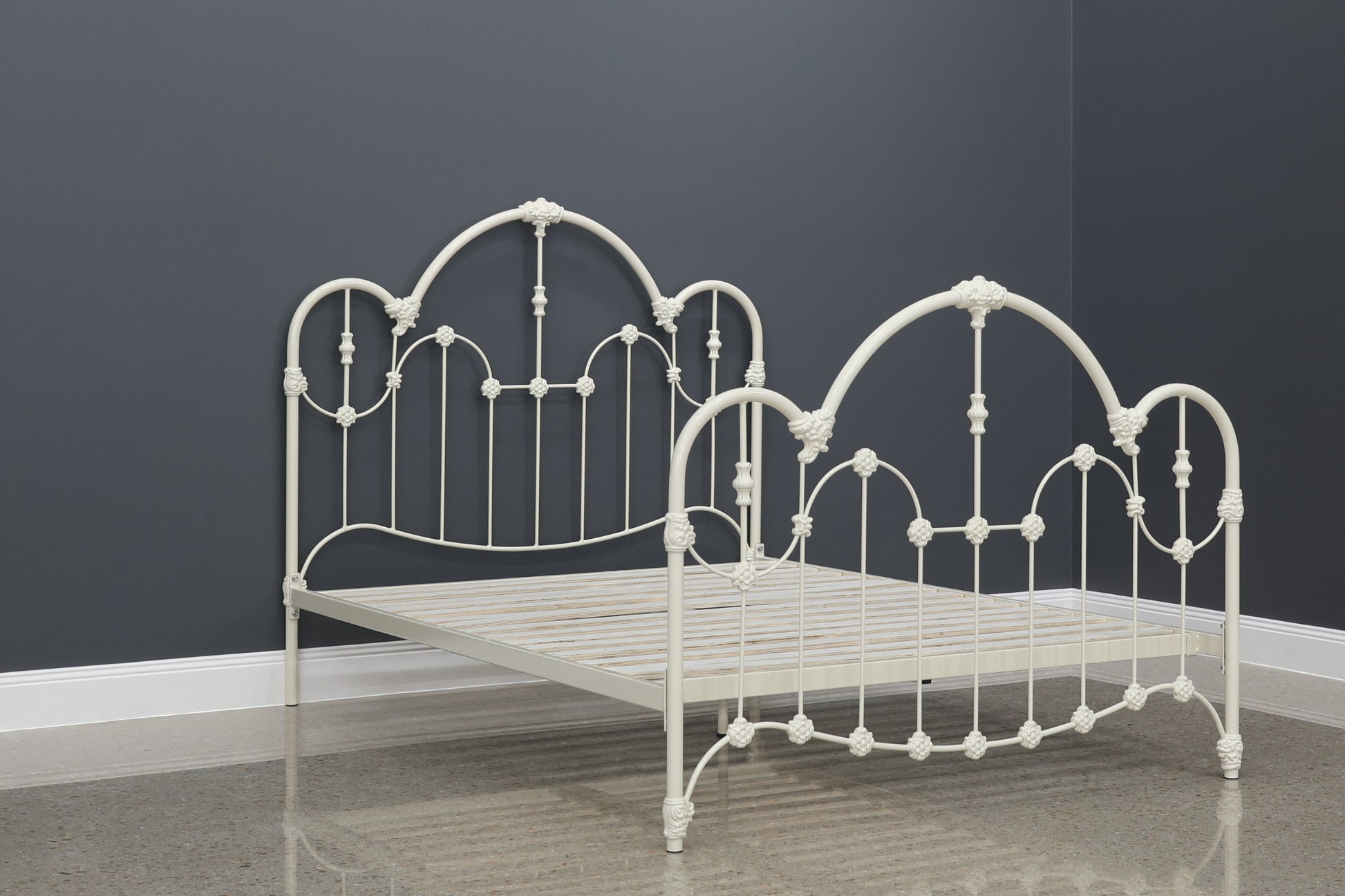 Normandy Wrought Iron Bed - Antique White
