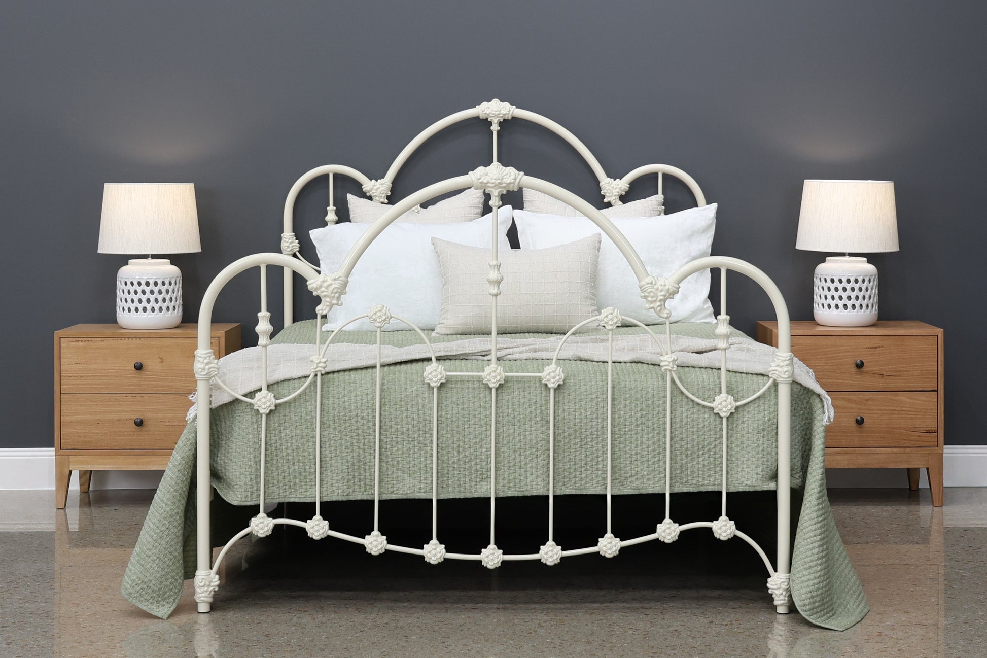 Normandy Wrought Iron Bed - Antique White