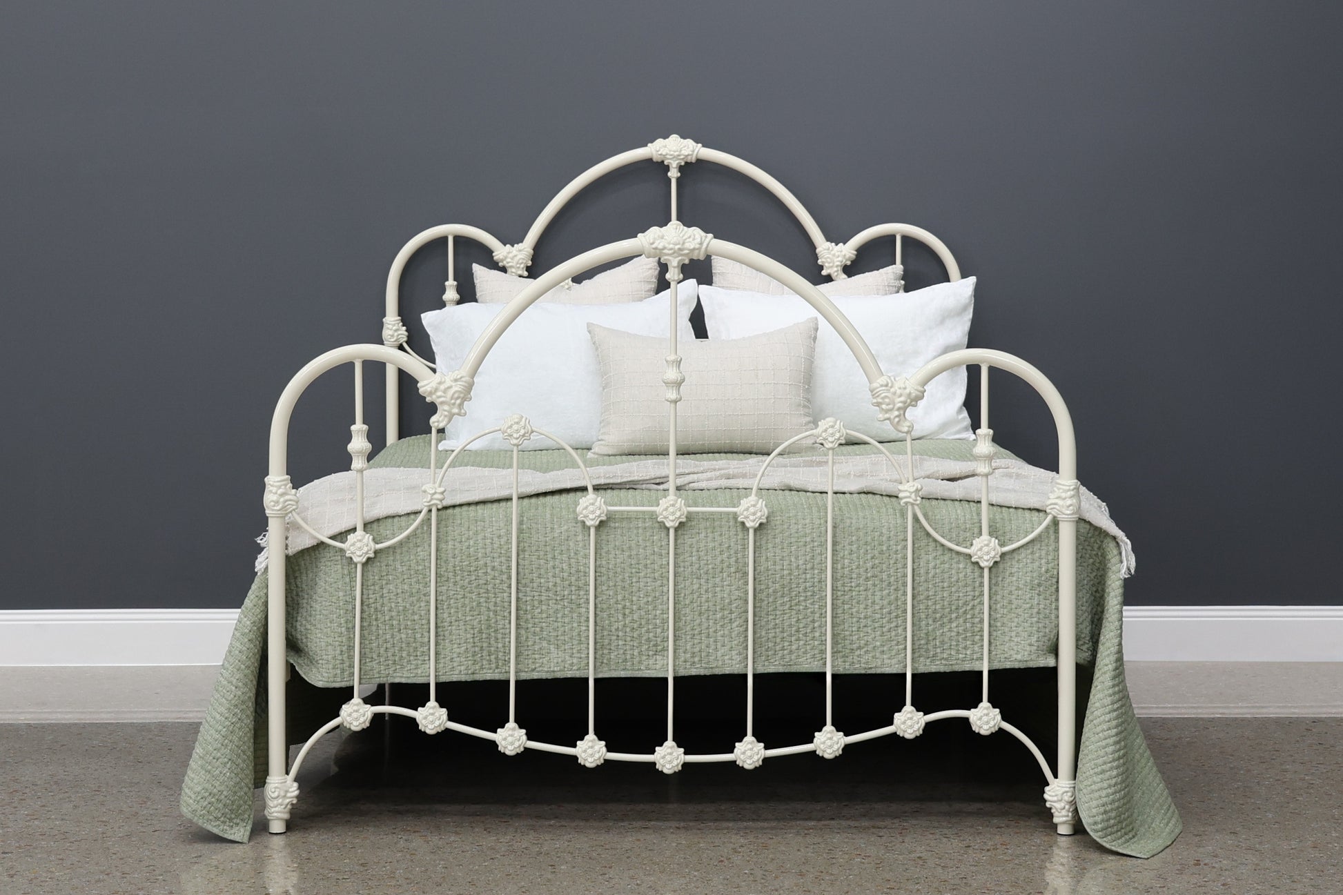 Normandy Wrought Iron Bed - Antique White