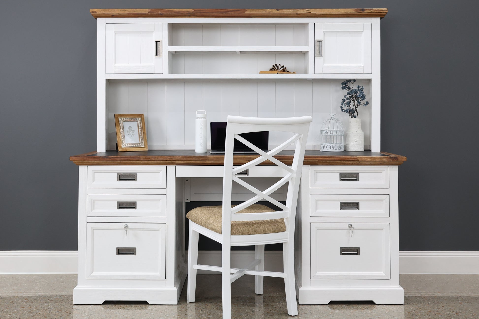Provedore Two Tone Desk & Hutch