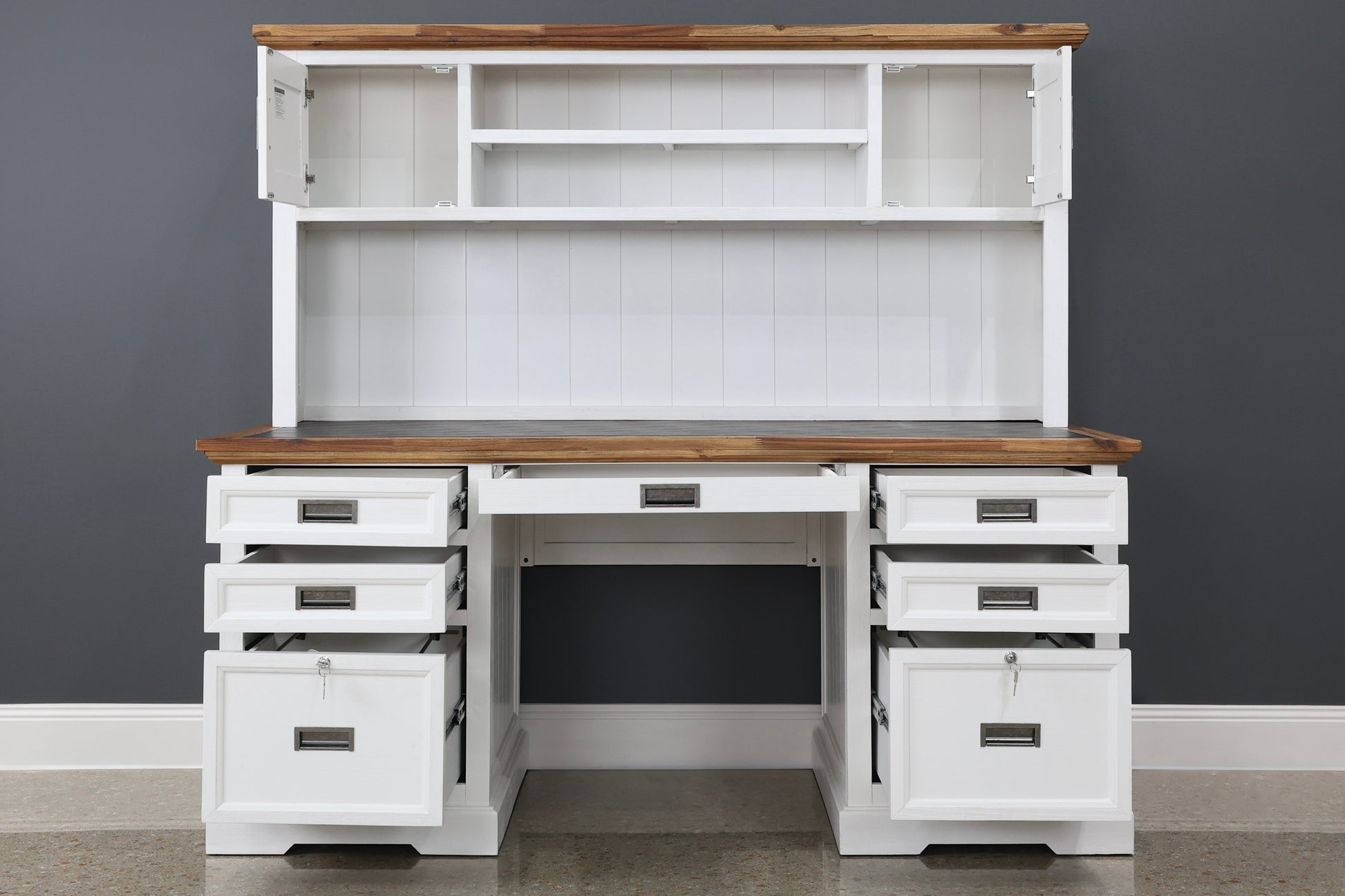 Provedore Two Tone Desk & Hutch