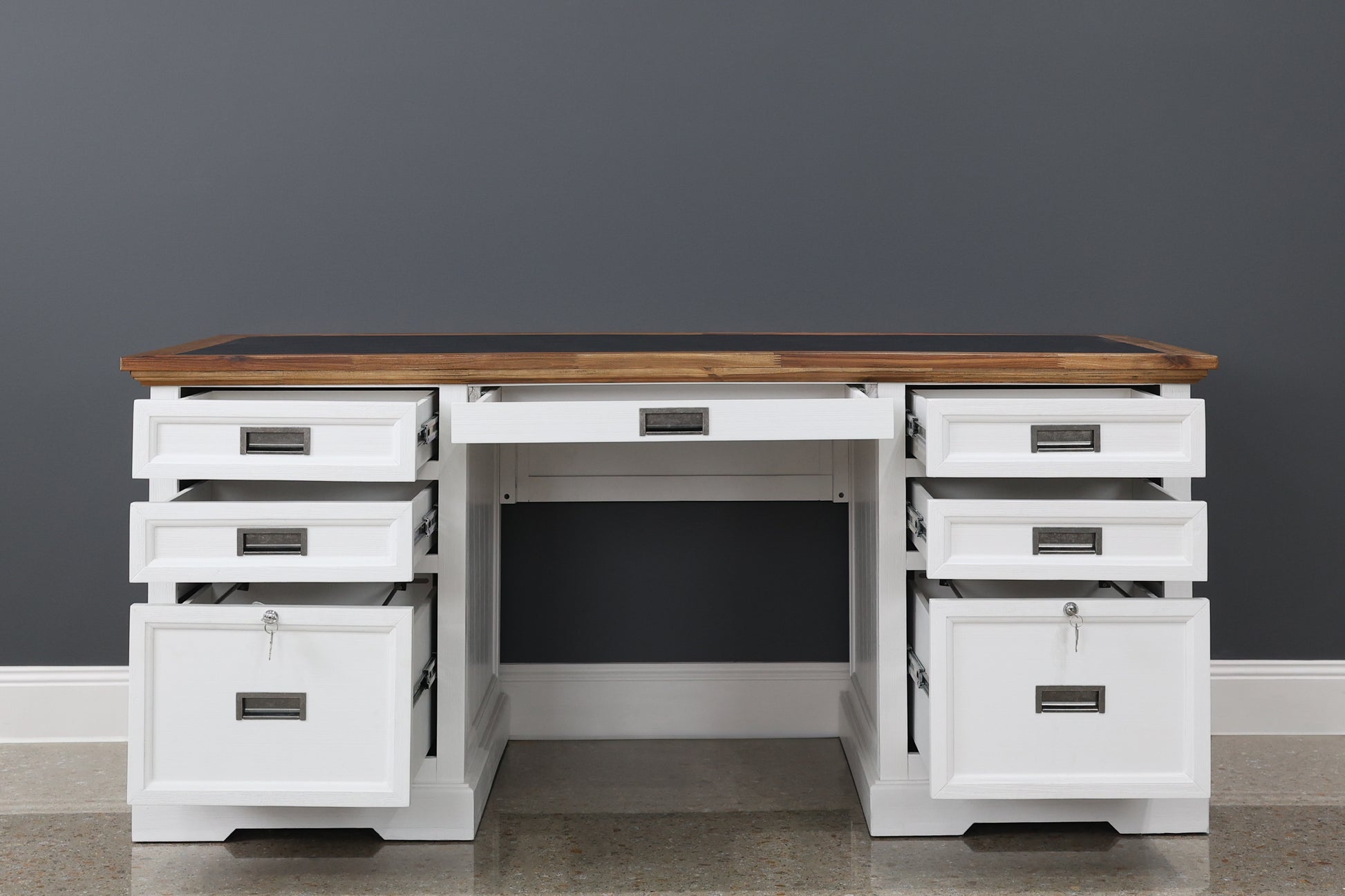 Provedore Two Tone Desk - Vinyl Top