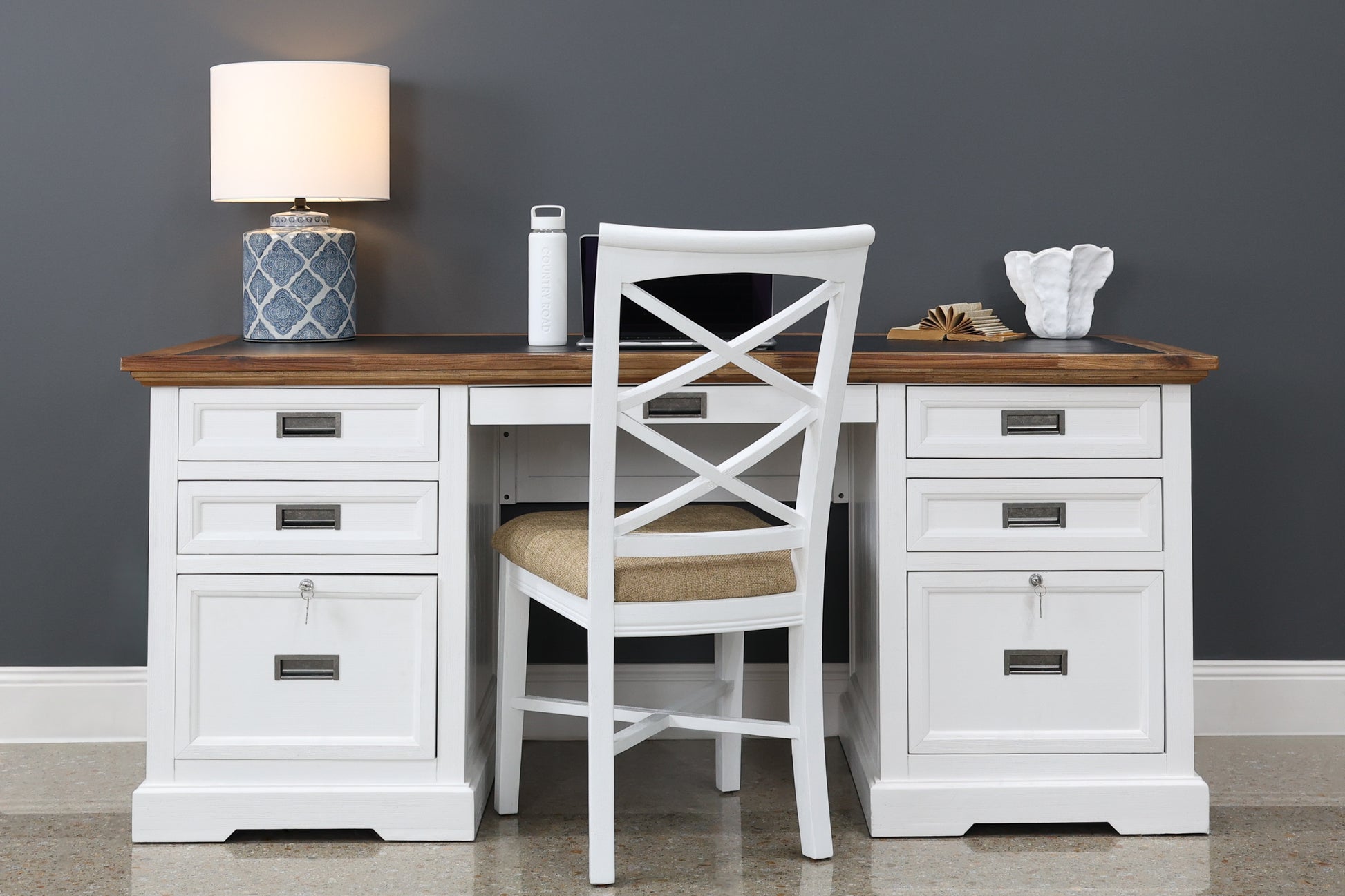 Provedore Two Tone Desk - Vinyl Top