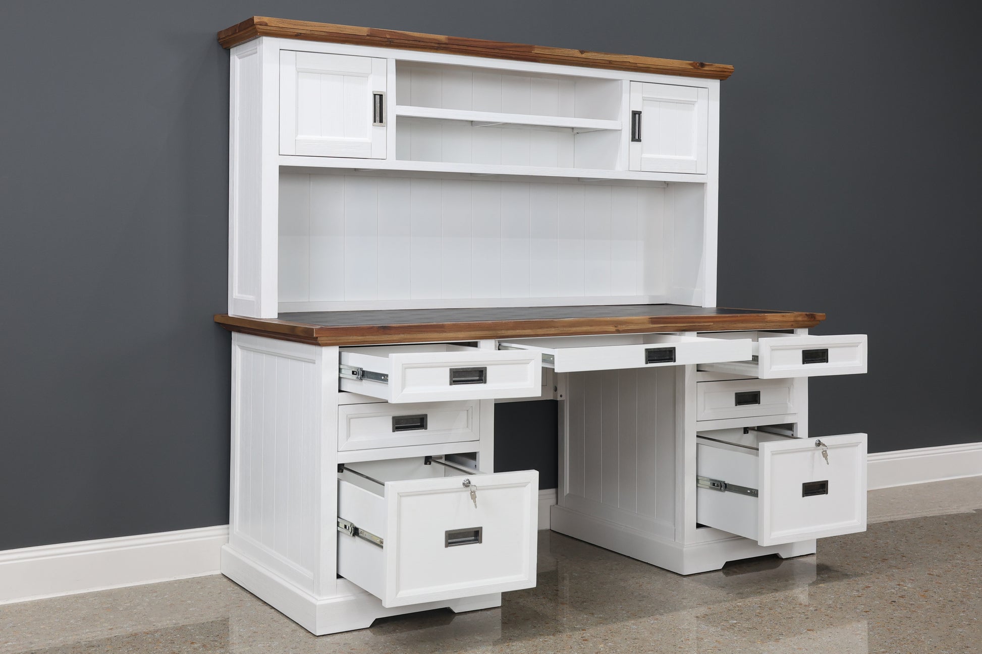 Provedore Two Tone Desk & Hutch