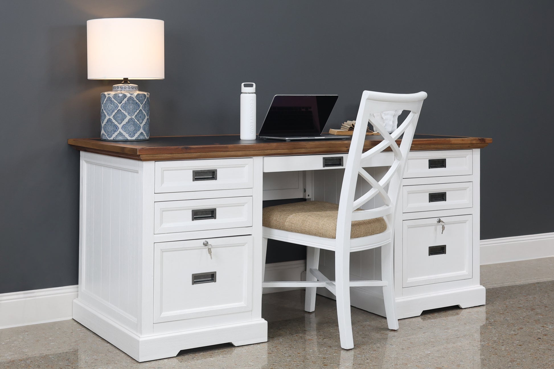 Provedore Two Tone Desk - Vinyl Top