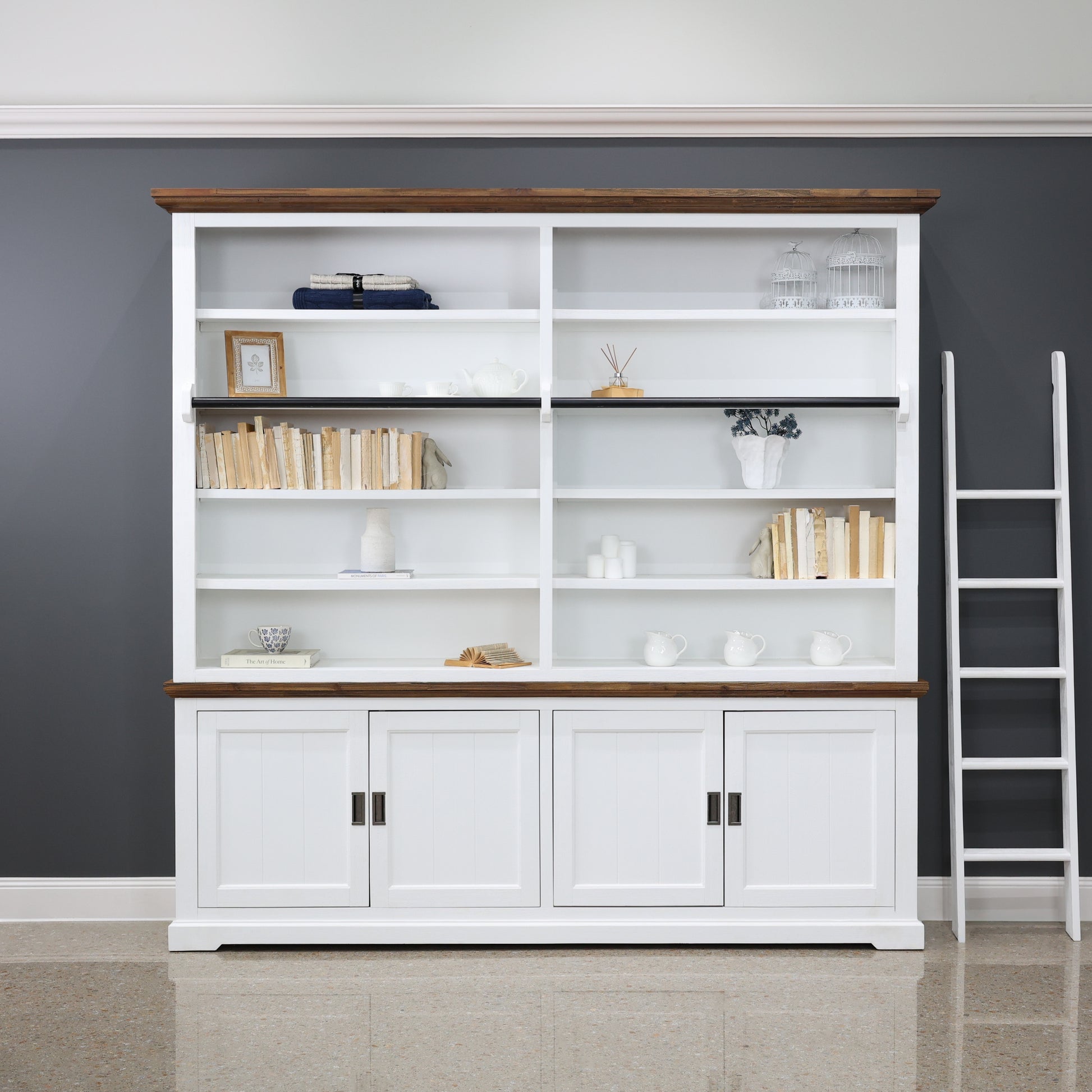 Provedore Two Tone Library w/ Decorative Ladder
