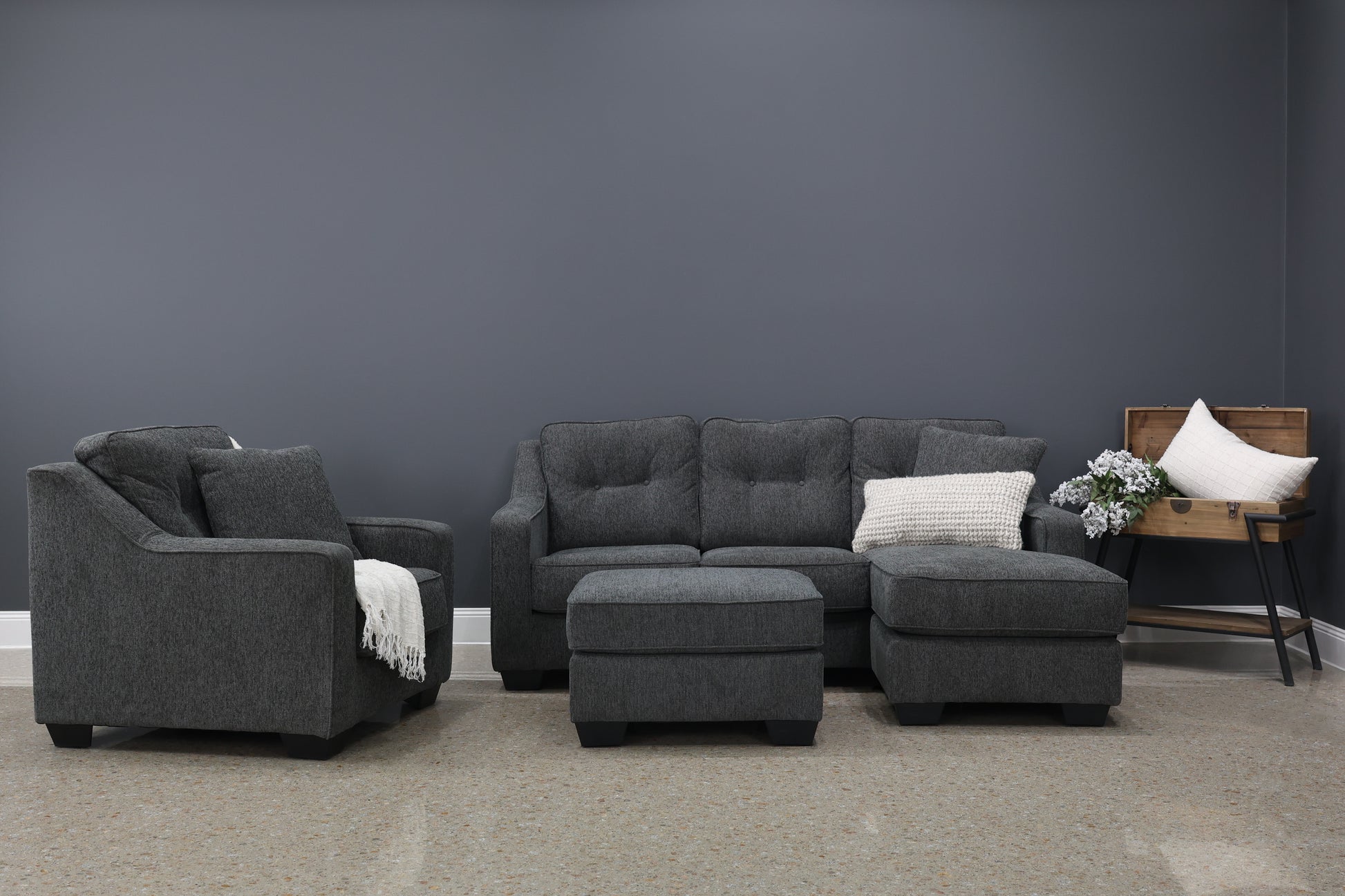 Victoria Sofa Chaise - Dark Grey