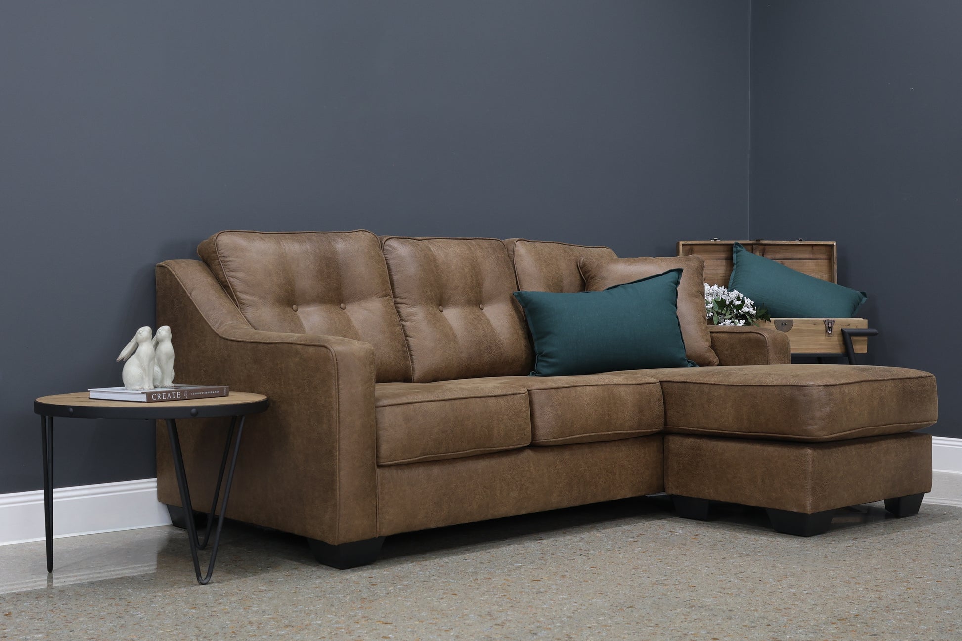 Victoria Sofa Chaise - Tan Leather Air
