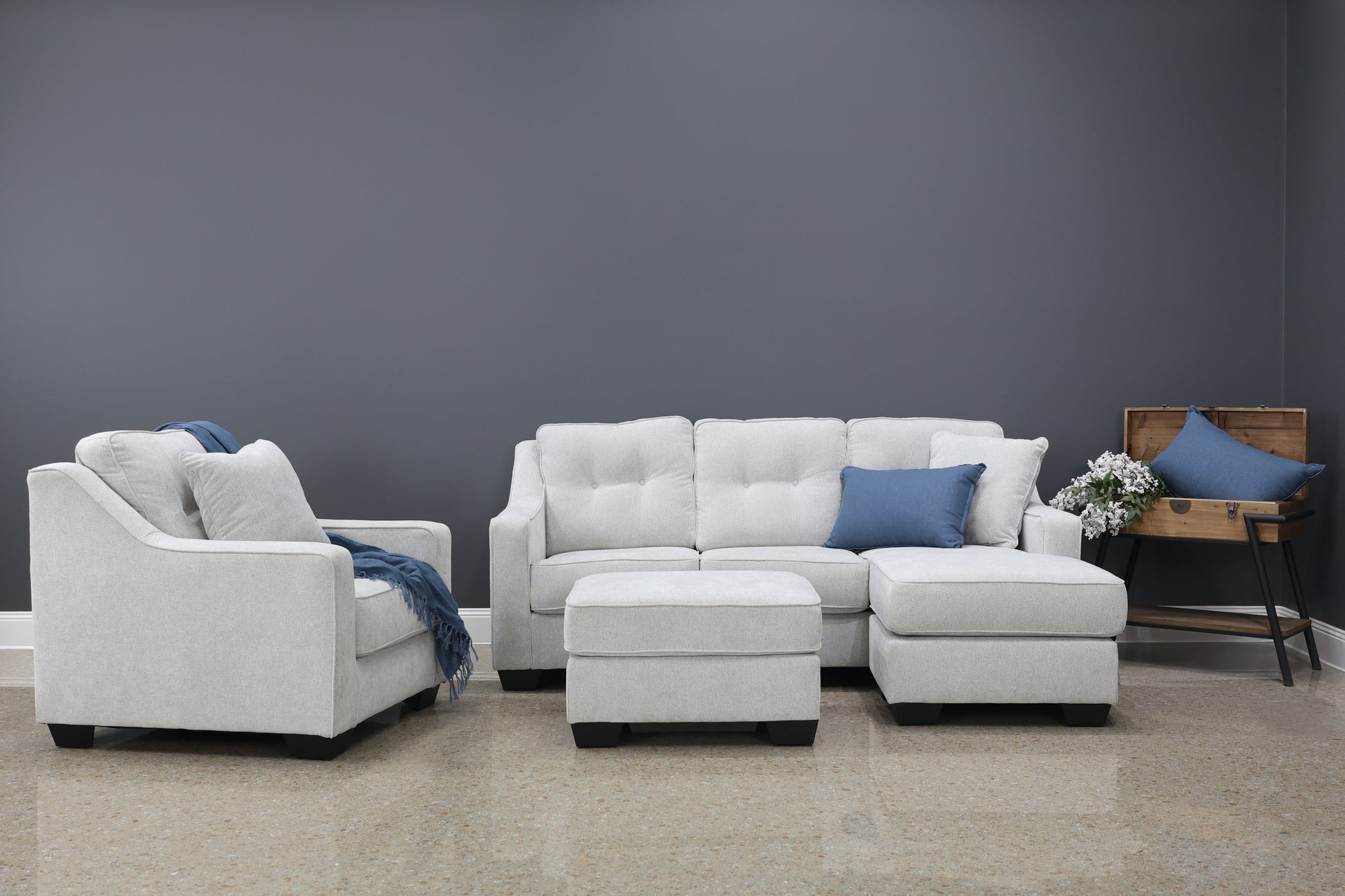 Victoria Sofa Chaise - Light Grey