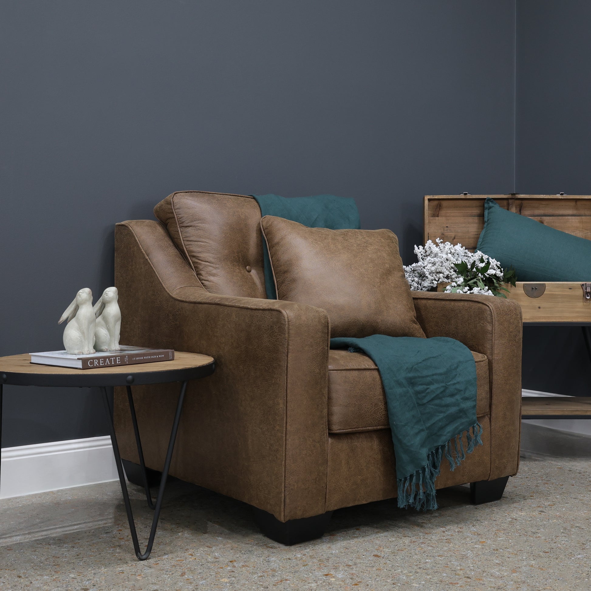 Victoria Armchair - Tan Leather Air