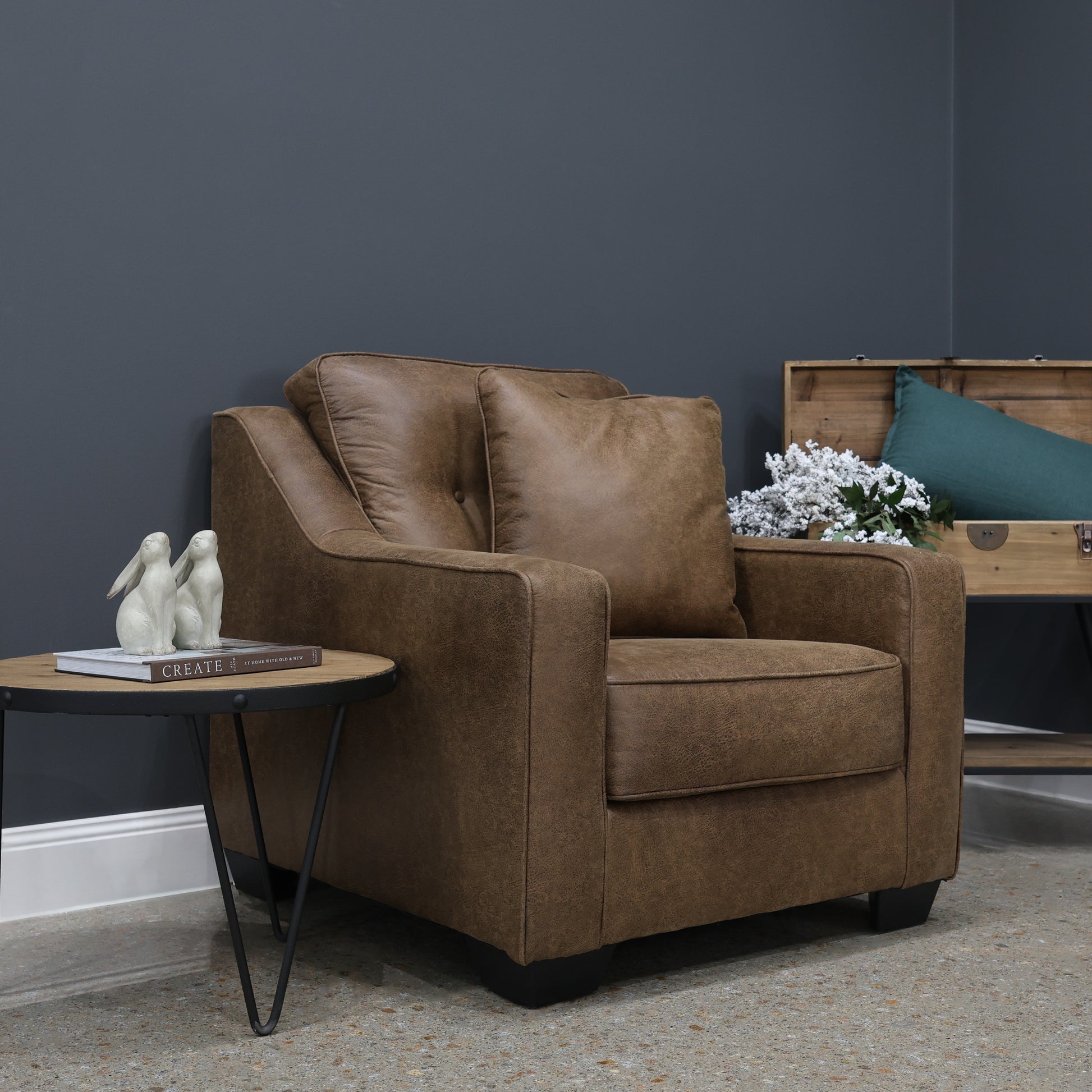 Victoria Armchair - Tan Leather Air