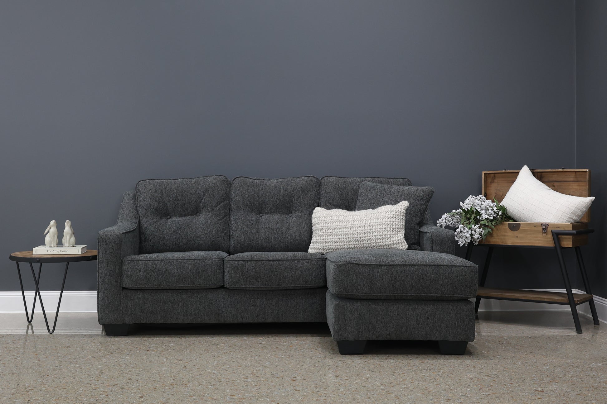 Victoria Sofa Chaise - Dark Grey