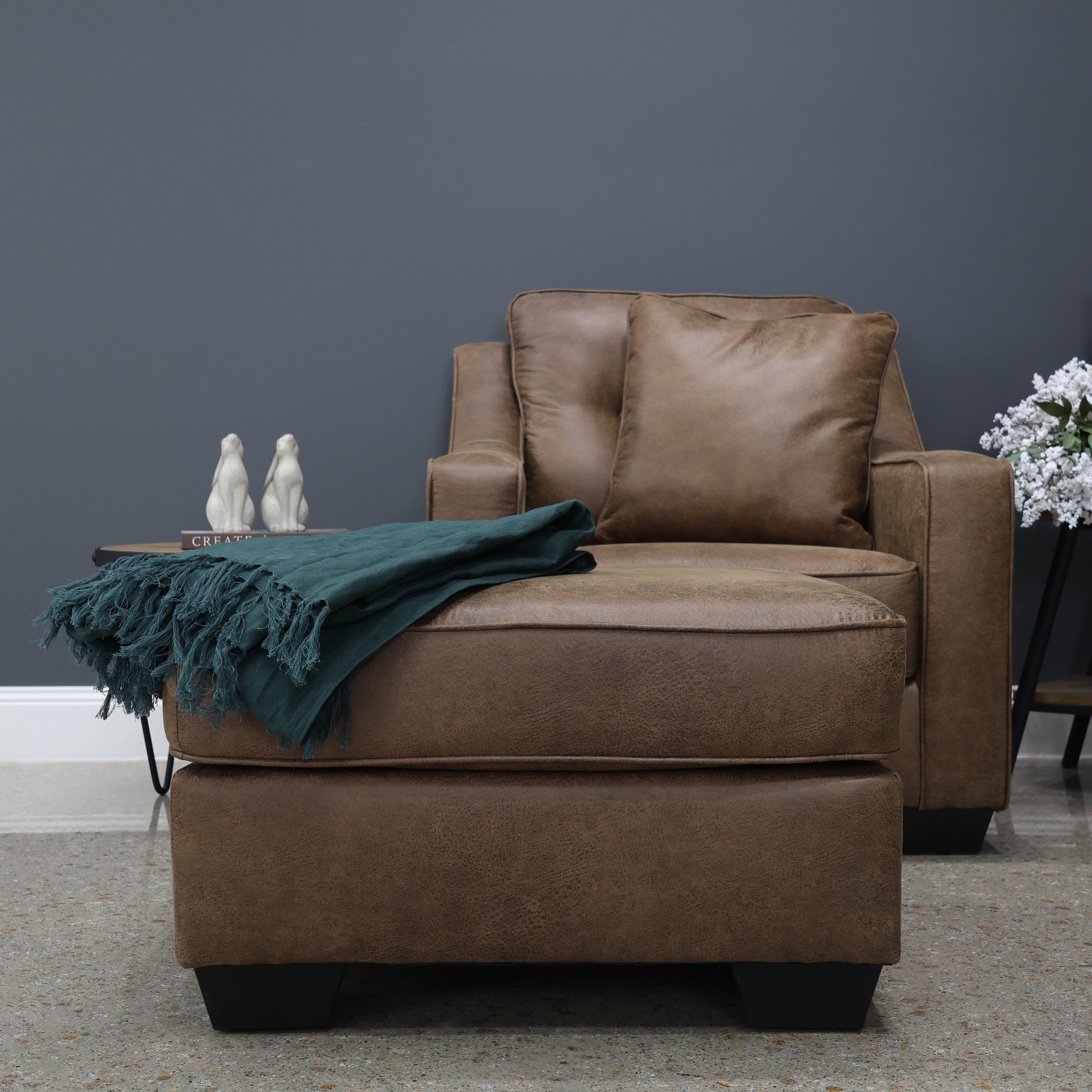 Victoria Ottoman - Tan Leather Air