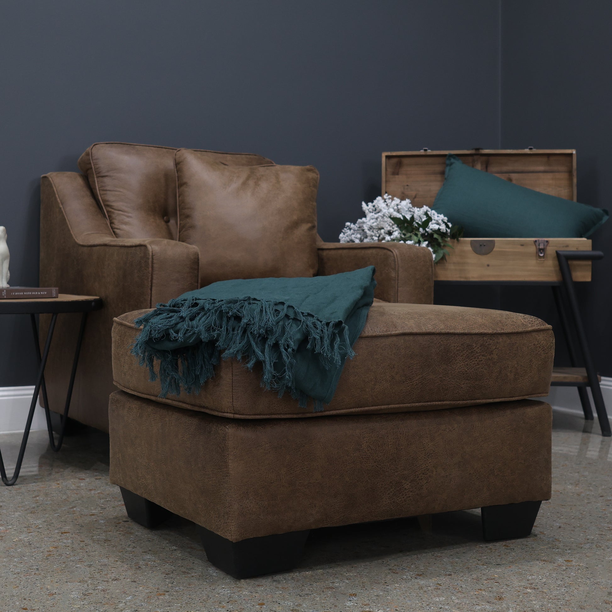 Victoria Ottoman - Tan Leather Air
