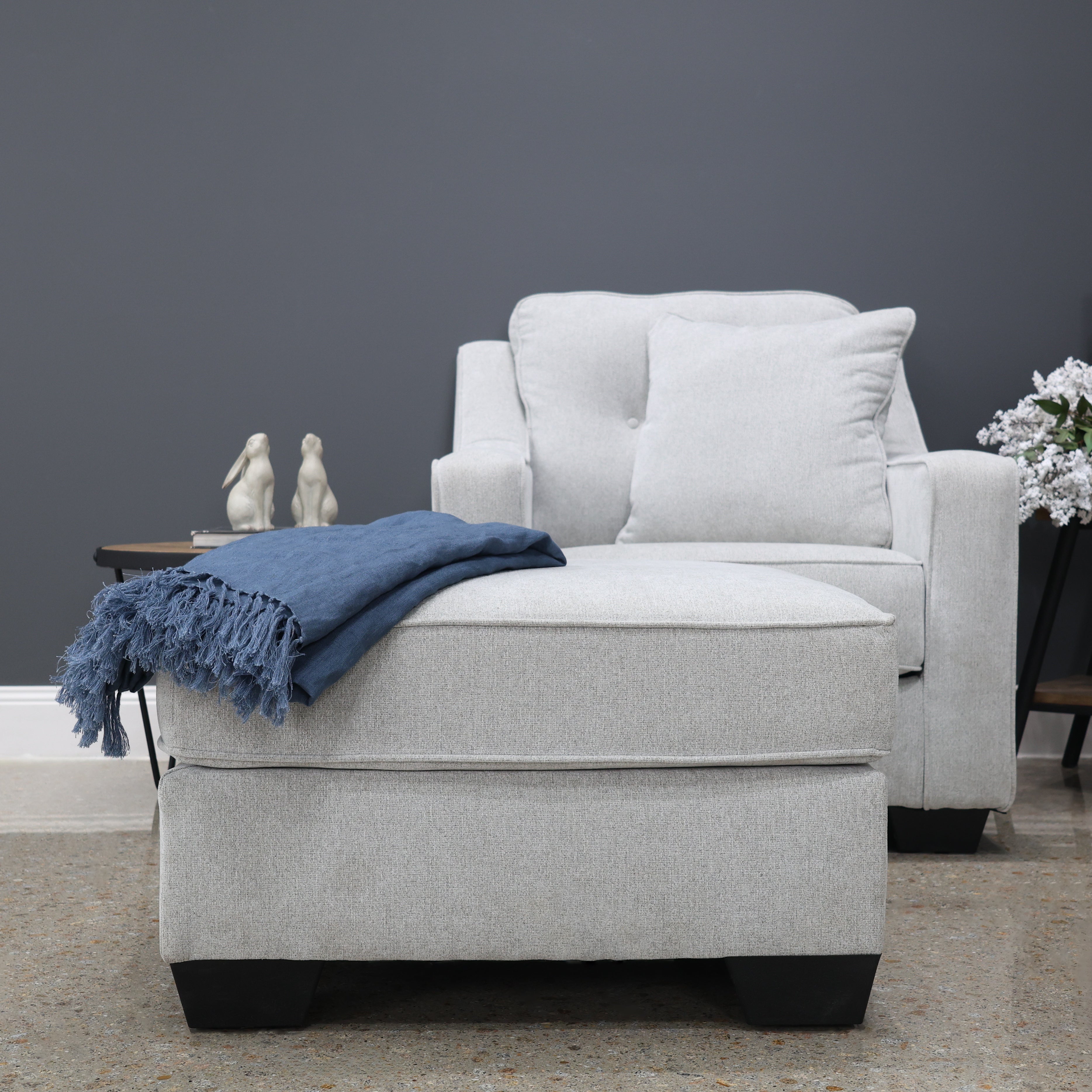 Victoria Ottoman - Light Grey