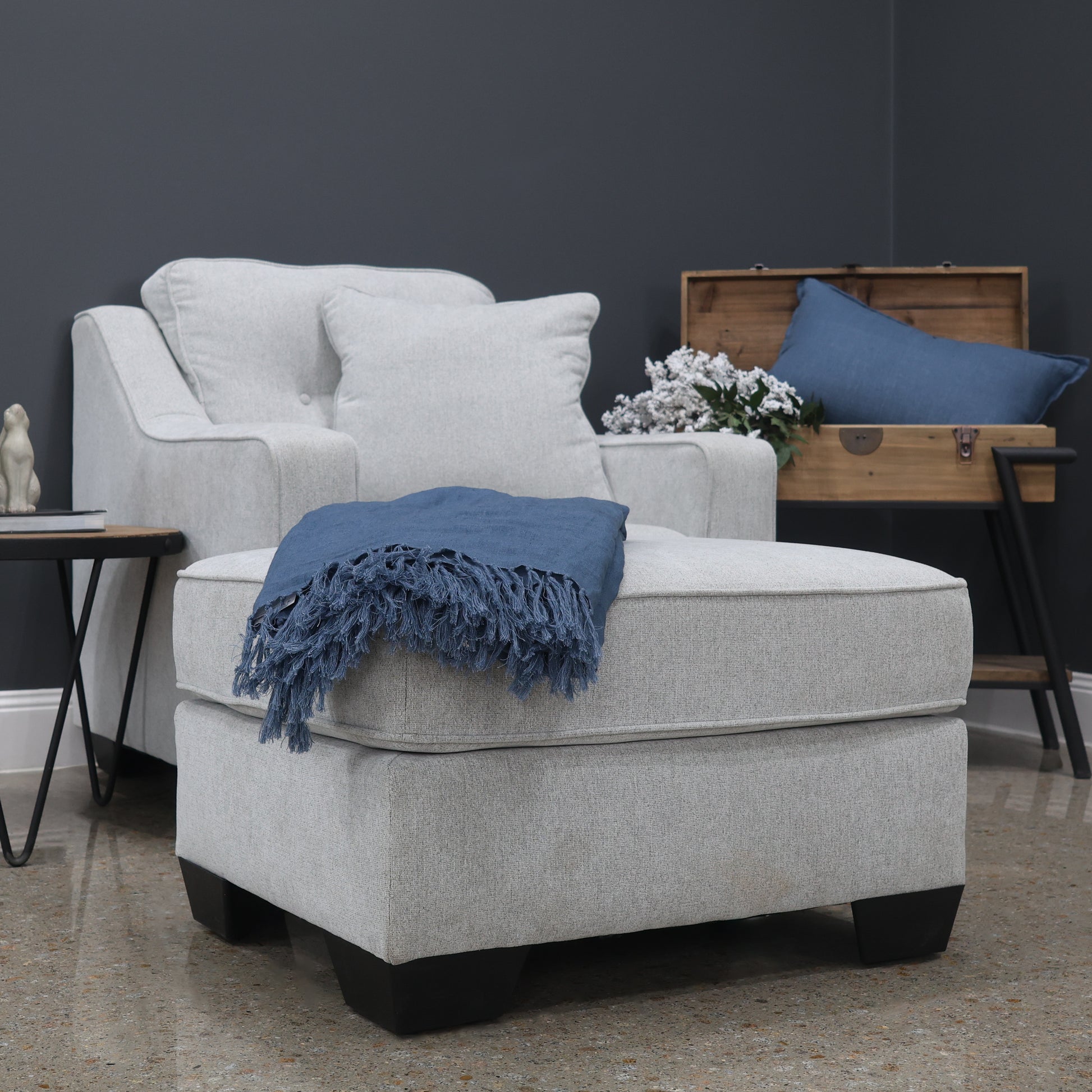 Victoria Ottoman - Light Grey
