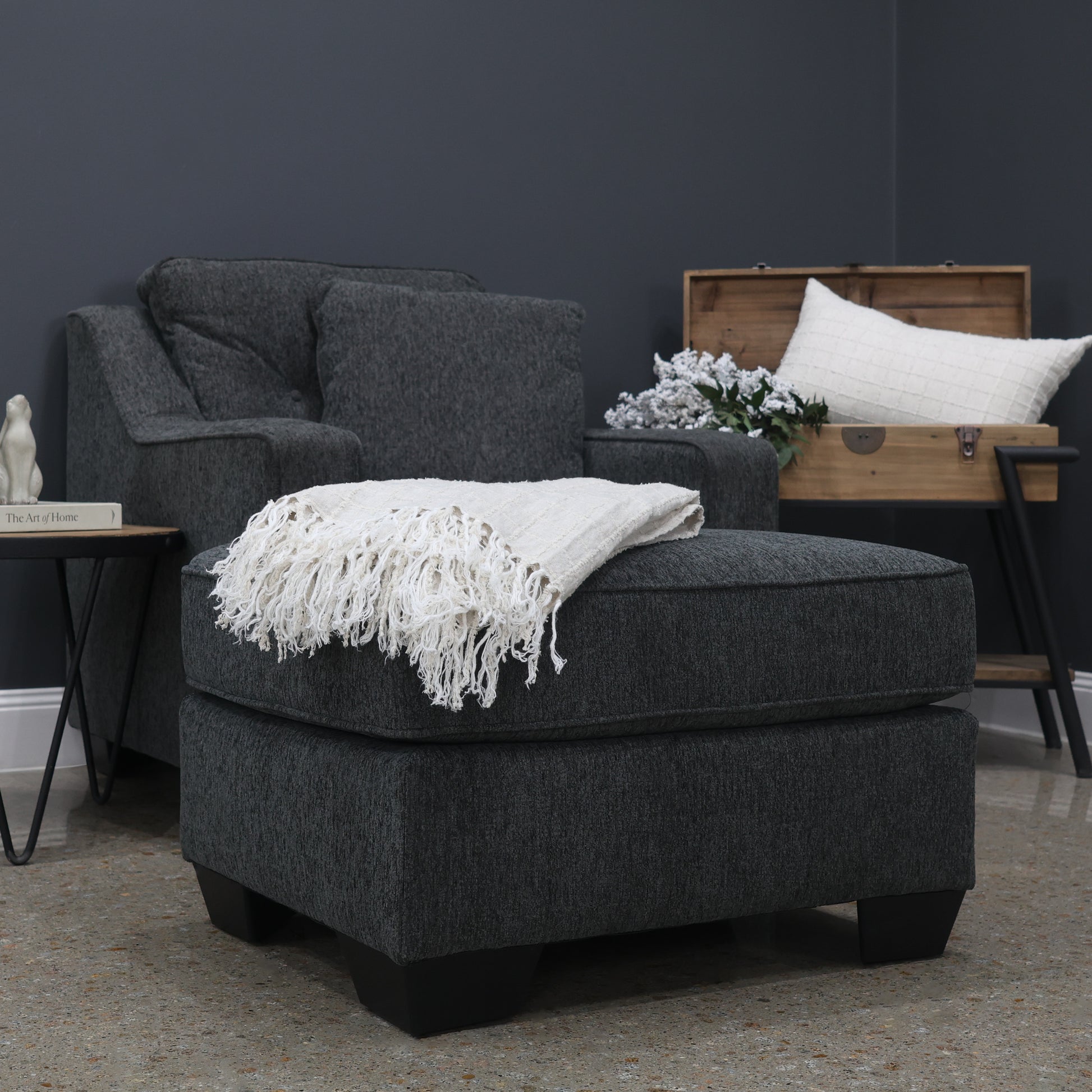 Victoria Ottoman - Dark Grey