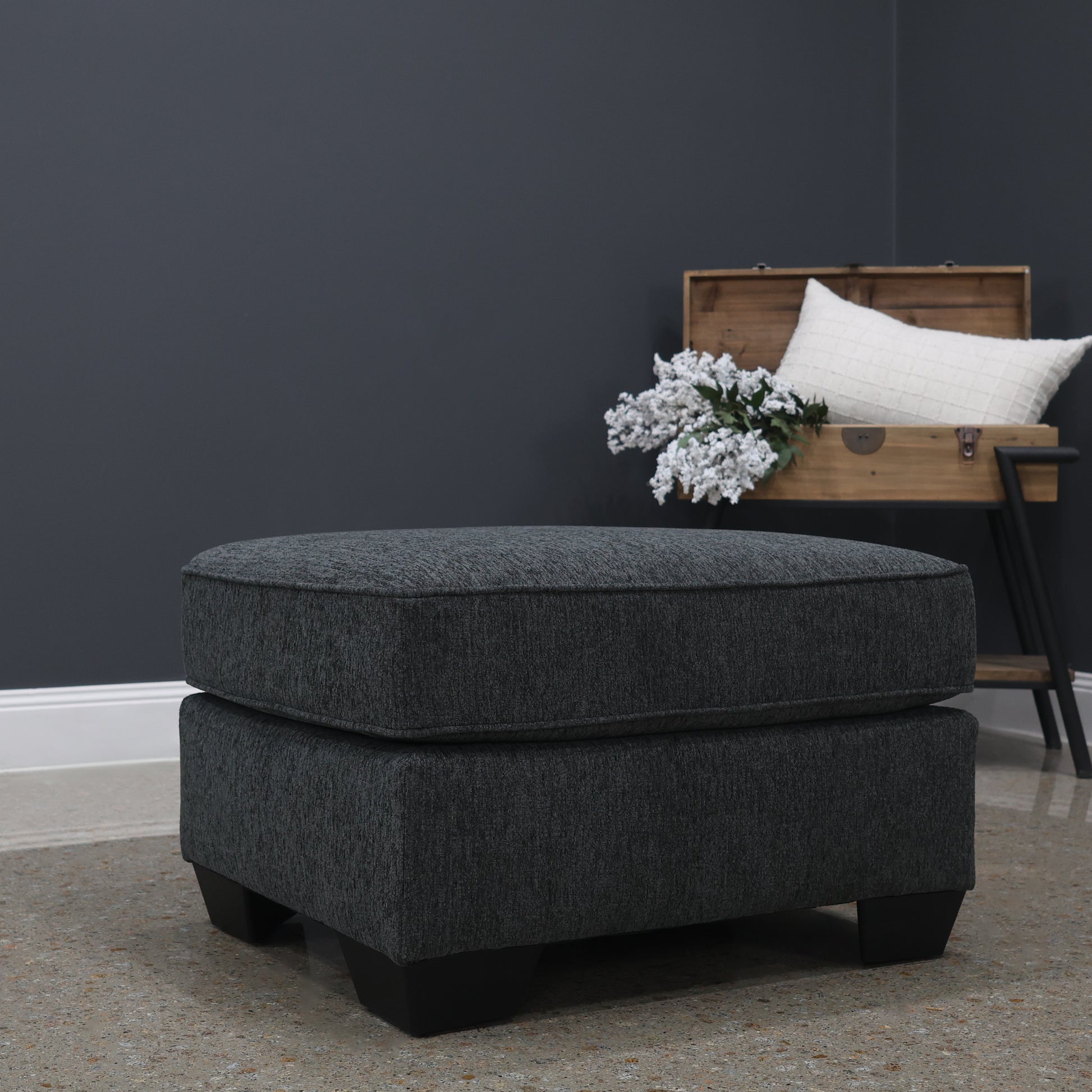 Victoria Ottoman - Dark Grey