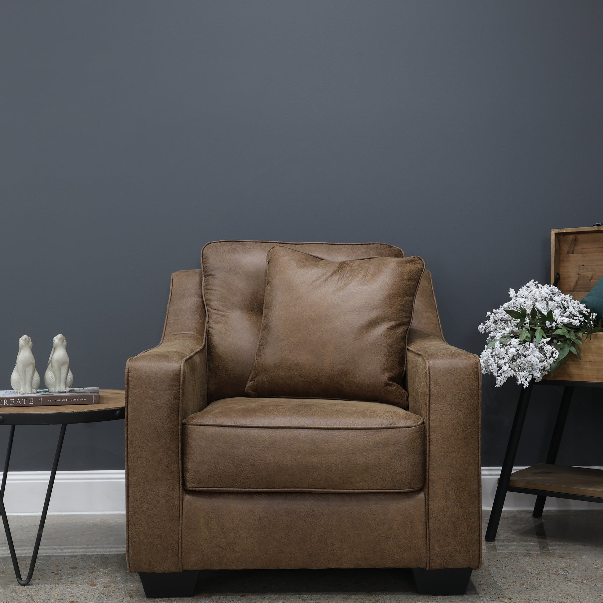 Victoria Armchair - Tan Leather Air
