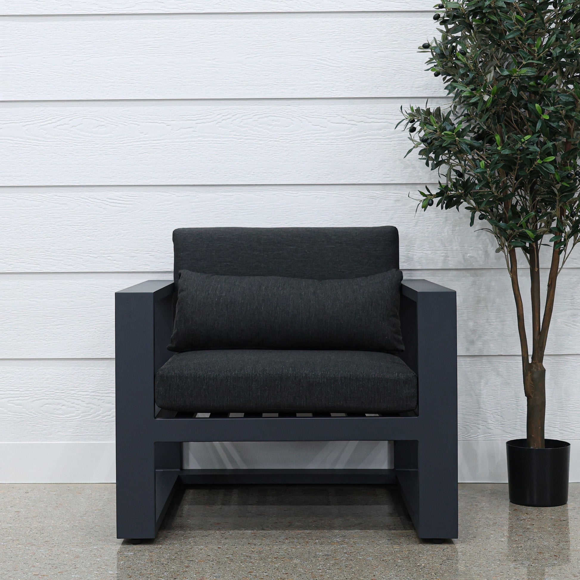 Mildura Armchair - Charcoal w/ Denim Grey Cushions