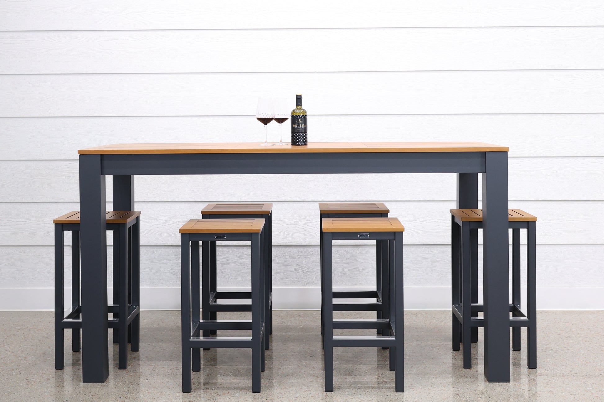 Mildura Barstool - Charcoal w/ Brushed Teak Slat