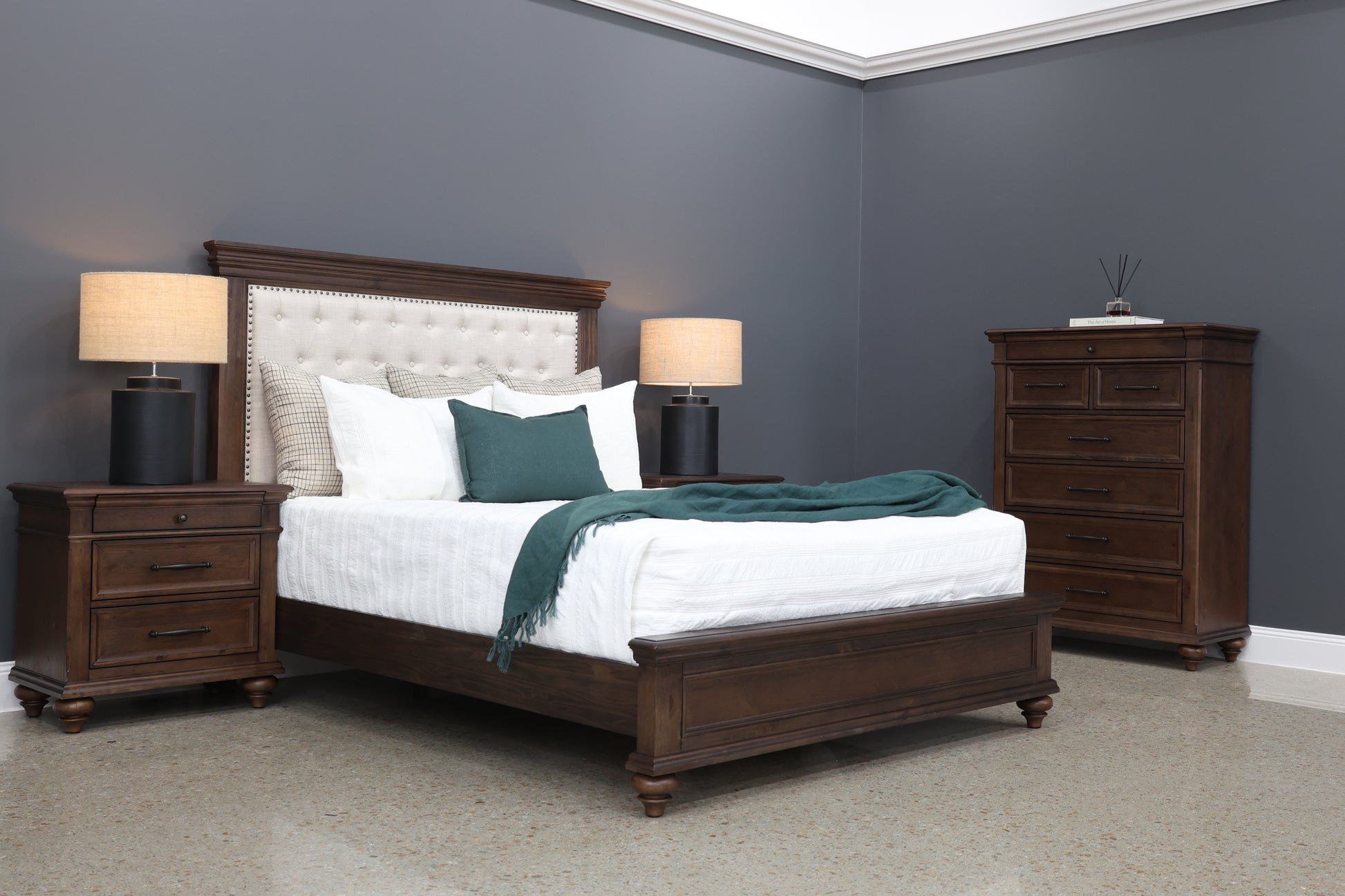 Melton Bed - Upholstered Dark Auburn