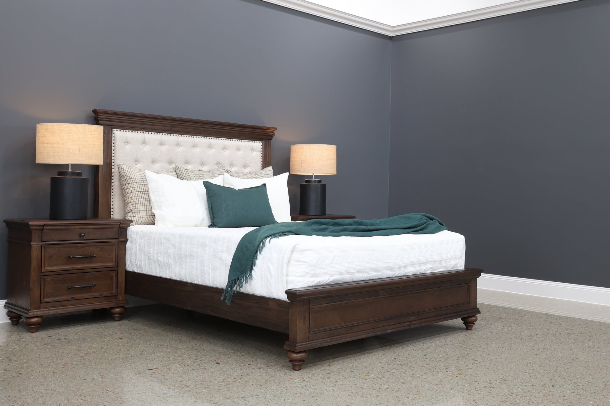 Melton Bed - Upholstered Dark Auburn