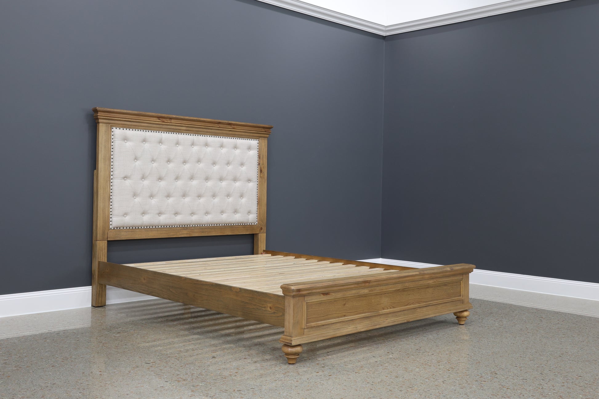 Melton Bed Upholstered - Golden Rustic Oak