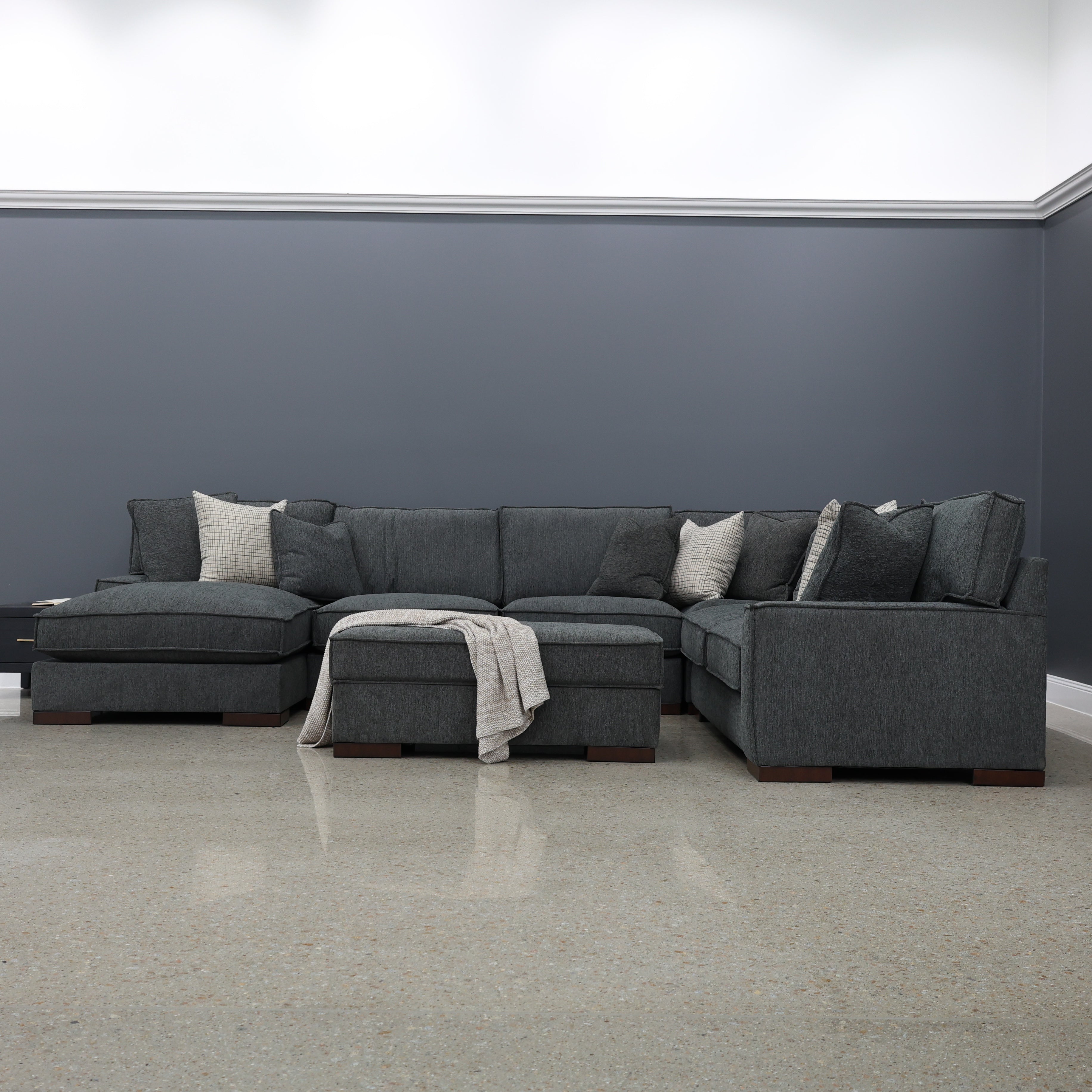 Gembrook Corner Lounge w/ LHF Chaise - Dark Grey