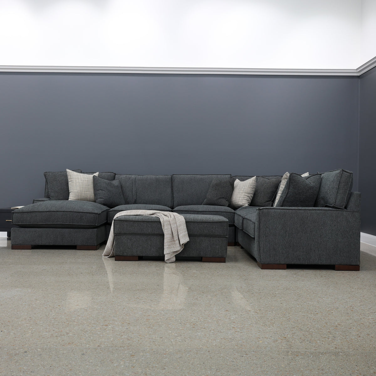 Gembrook Corner Lounge w/ LHF Chaise - Dark Grey