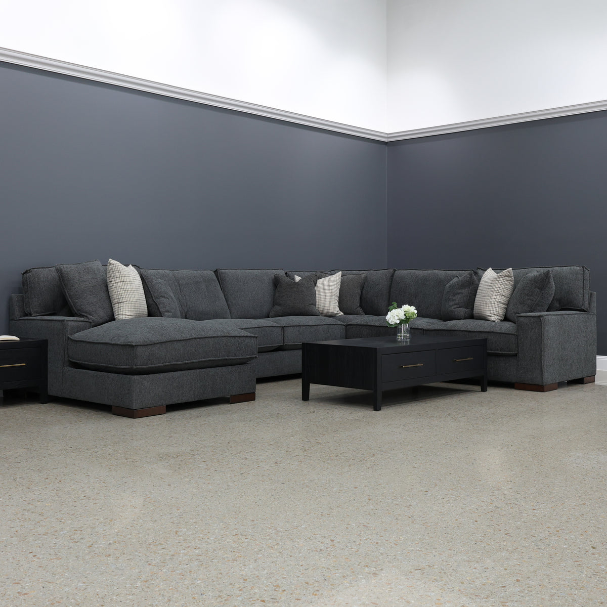 Gembrook Corner Lounge w/ LHF Chaise - Dark Grey