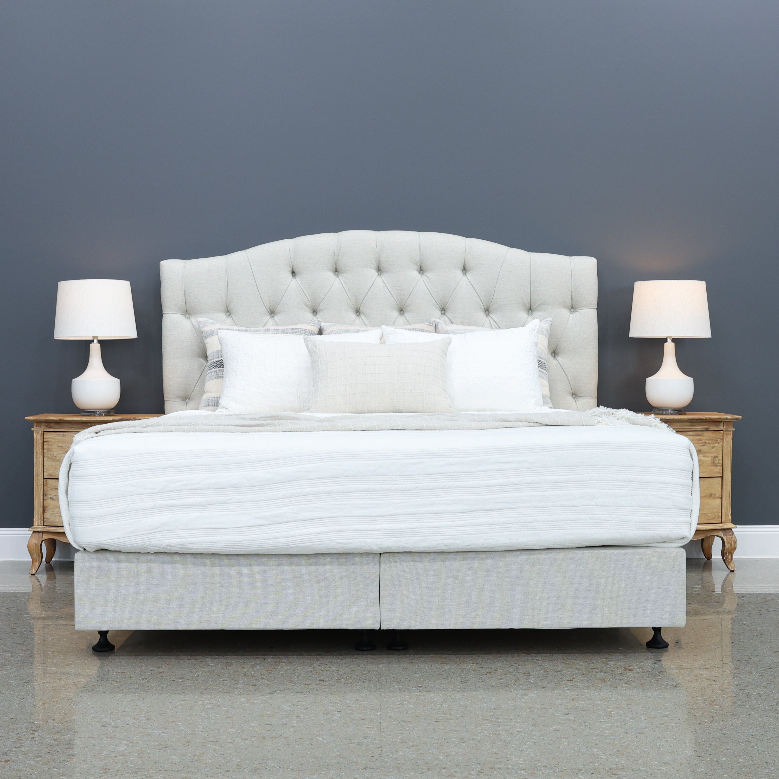 Brighton Upholstered Bedhead & Floating Base - Boston Oyster