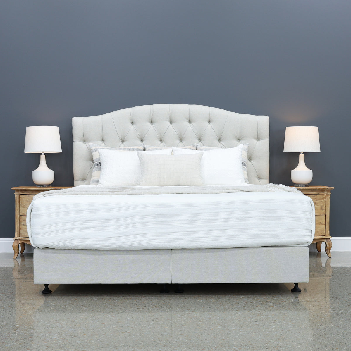Brighton Upholstered Bedhead & Floating Base - Boston Oyster