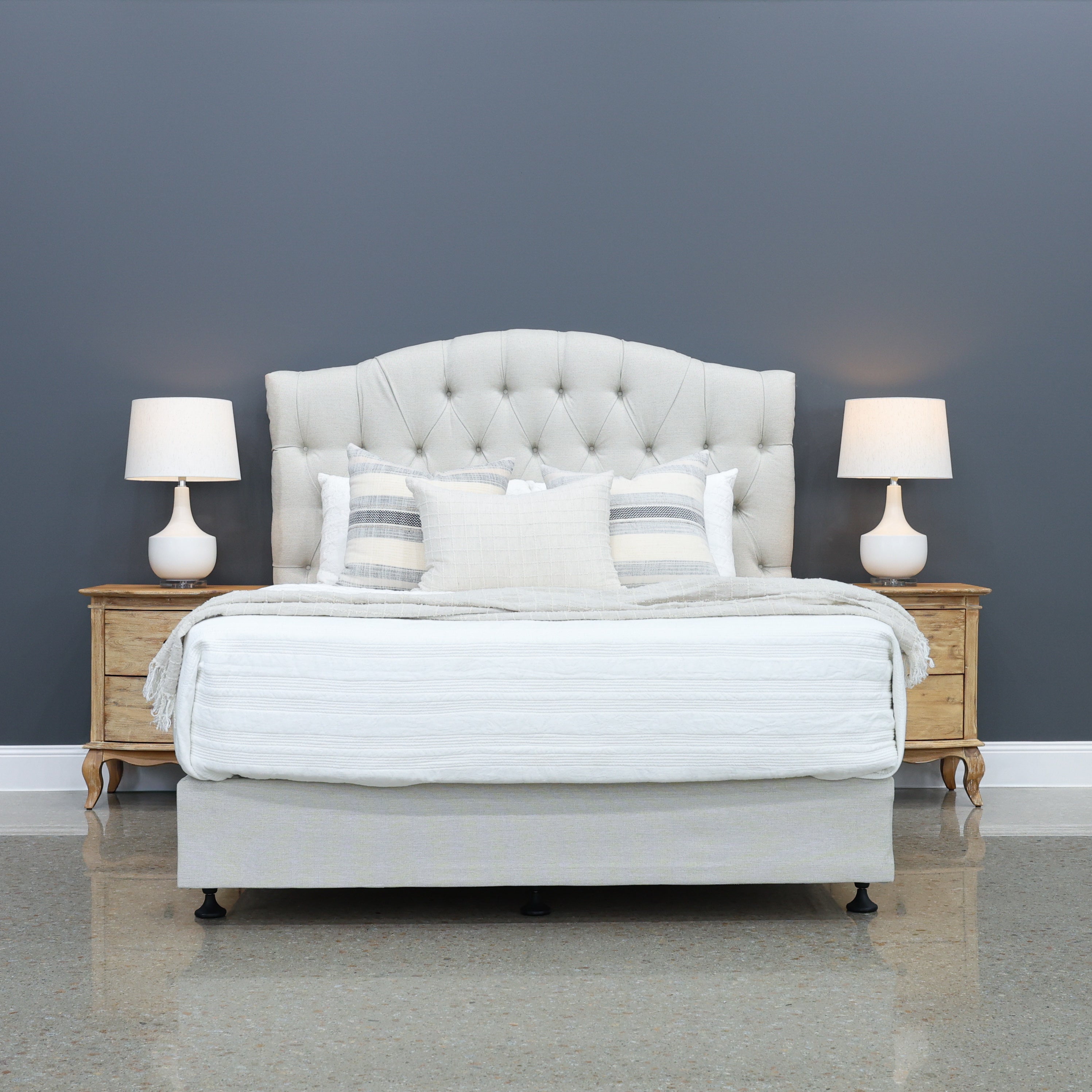 Brighton Upholstered Bedhead & Floating Base - Boston Oyster