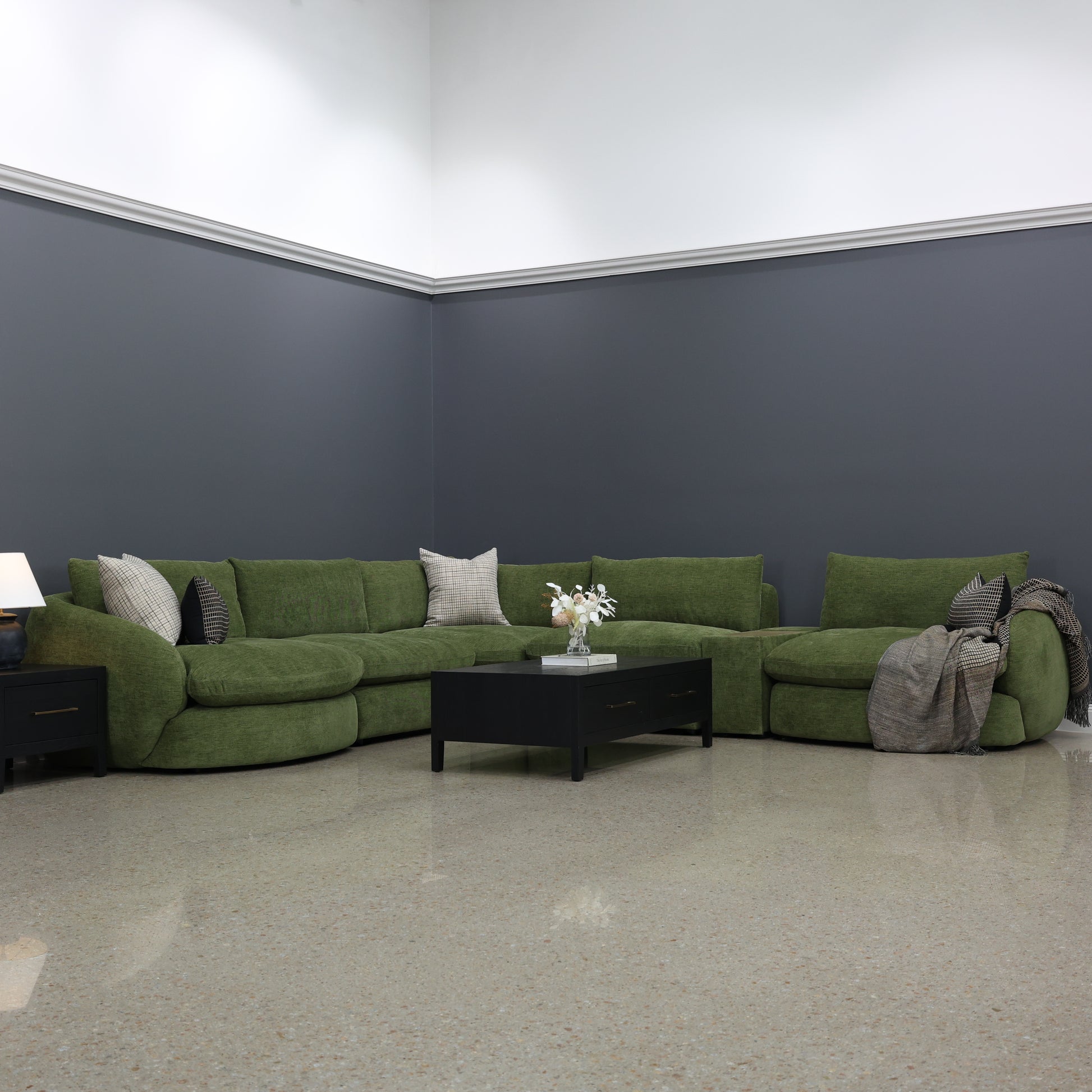 Richmond 5 Piece Corner Lounge w/ Console - Fern