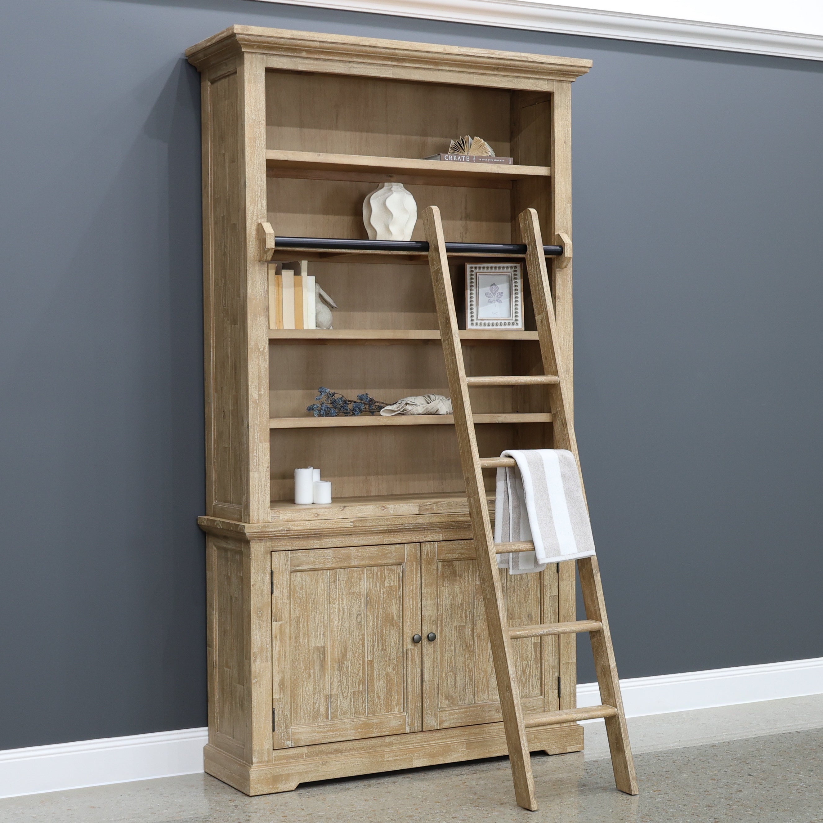 Provedore Natural Small Library w/ Decorative Ladder