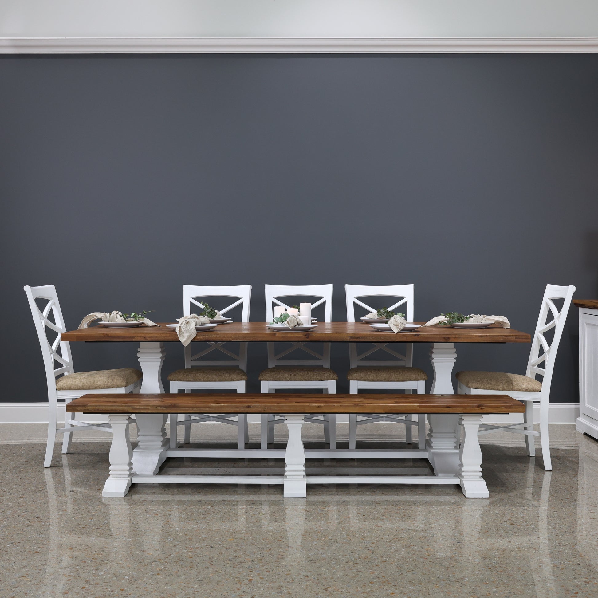 Provedore Two Tone Dining Table - Pedestal Leg