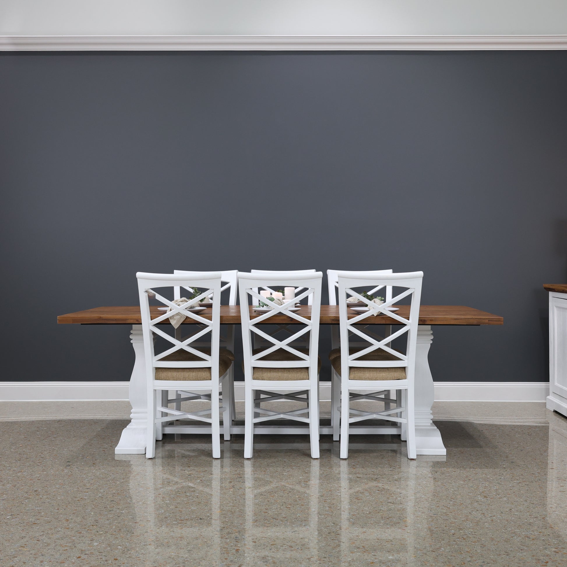 Provedore Two Tone Dining Table - Pedestal Leg
