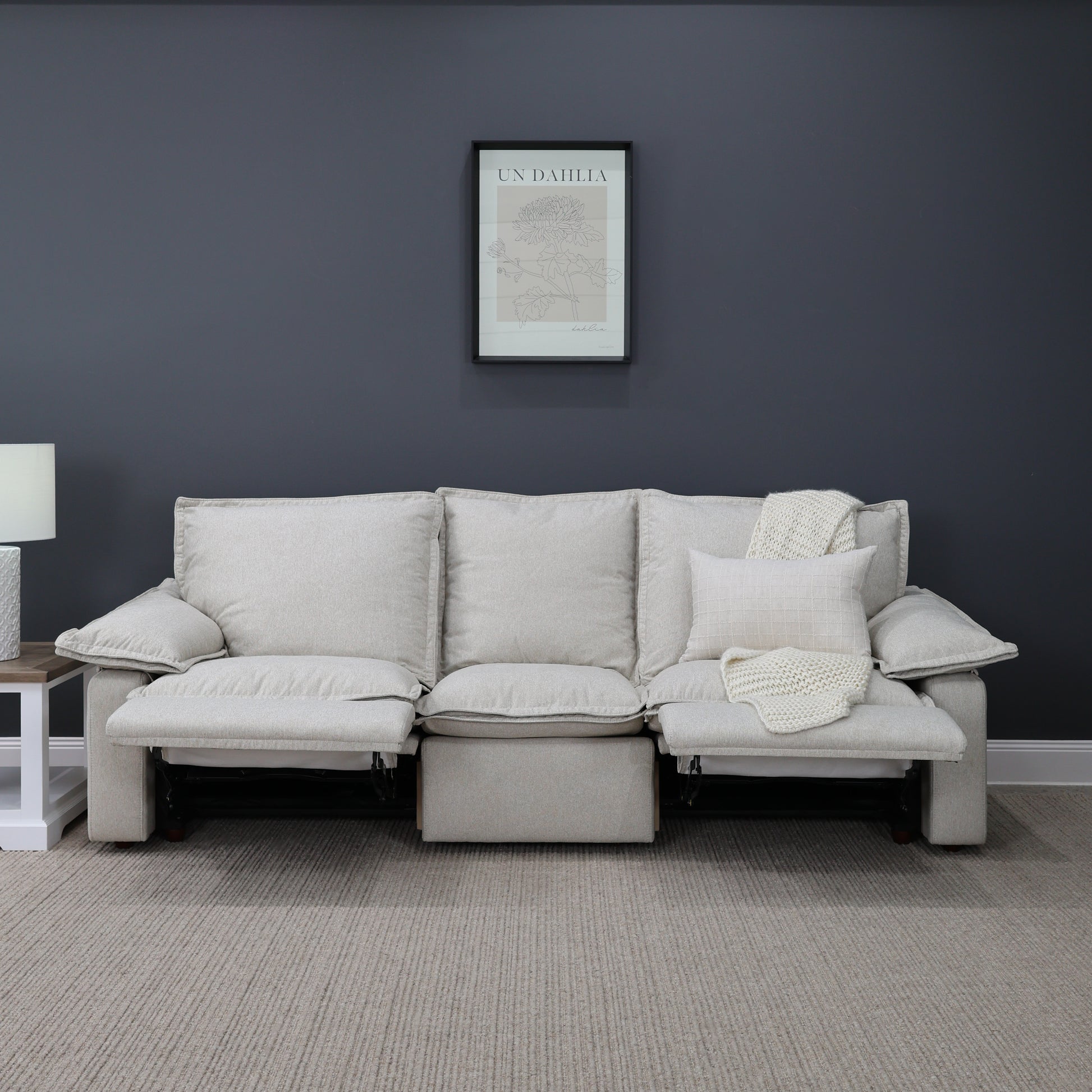 Portland Electric Reclining 3 Seater - Shell (Water Repellent Fabric)