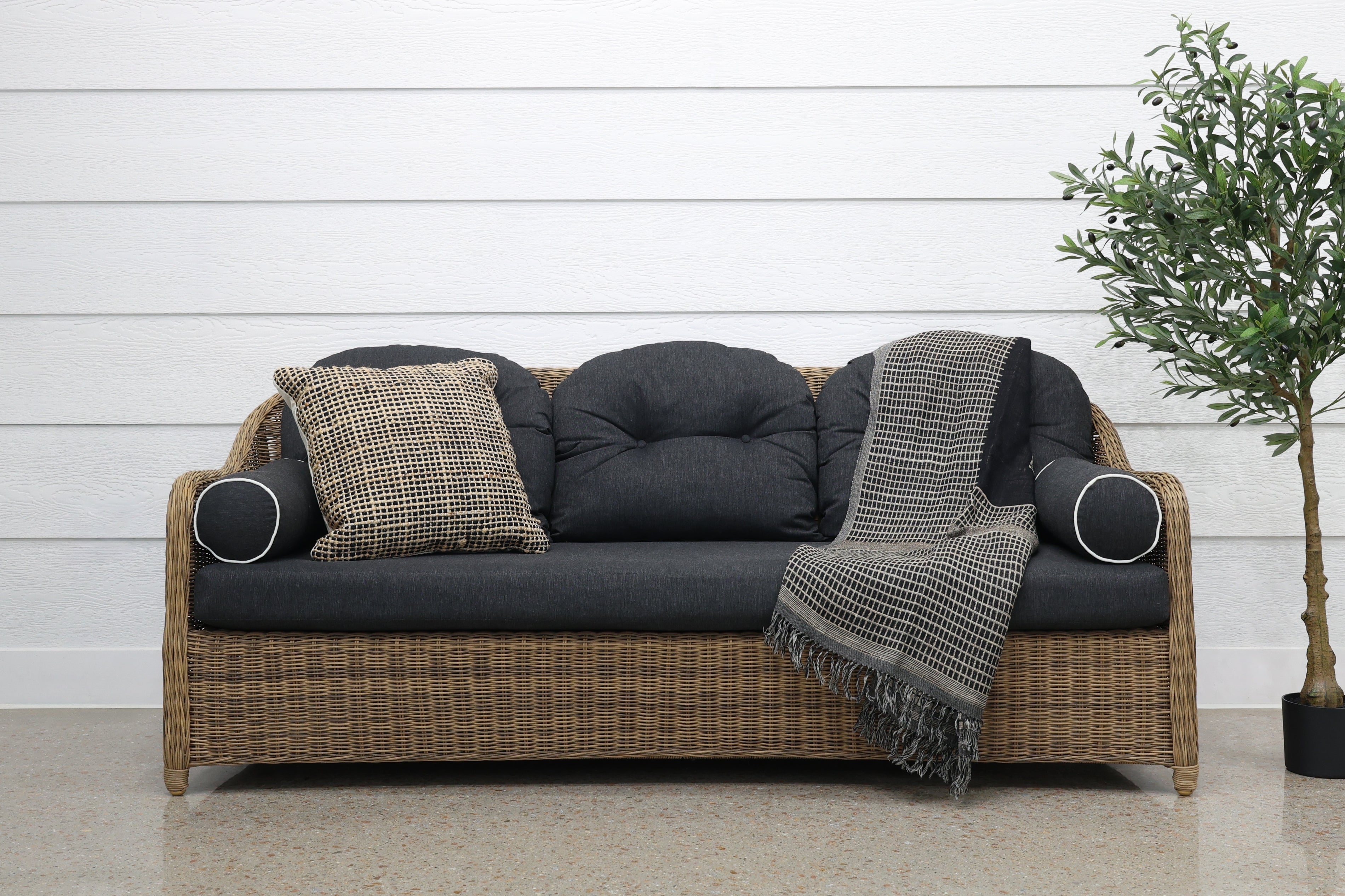 Mulwala 3 Seater Sofa - Brushed Wheat / Denim Grey