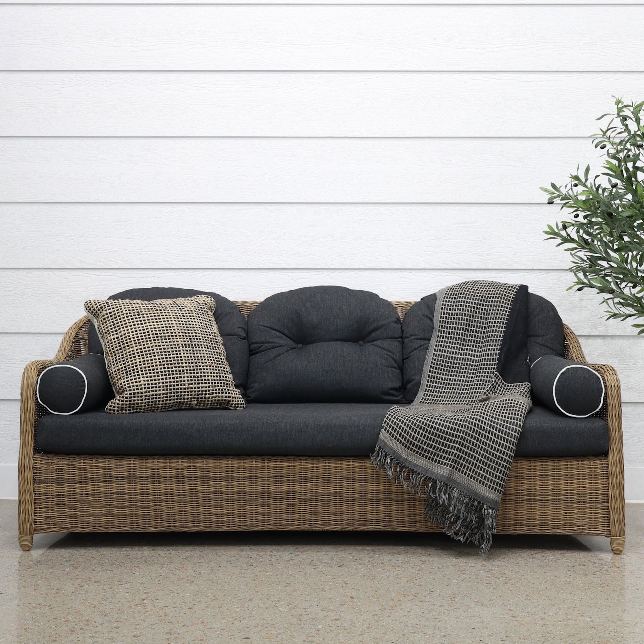 Mulwala 3 Seater Sofa - Brushed Wheat / Denim Grey
